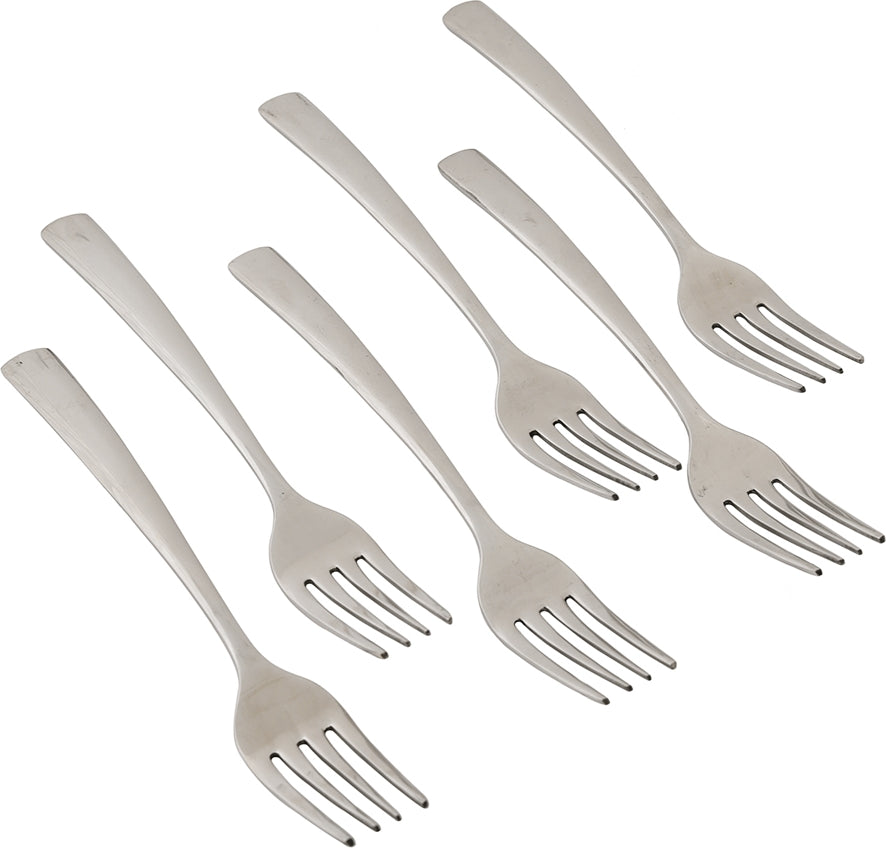 FNS Stainless steel Solo Dessert Fork Set of 6 in Silver Colour