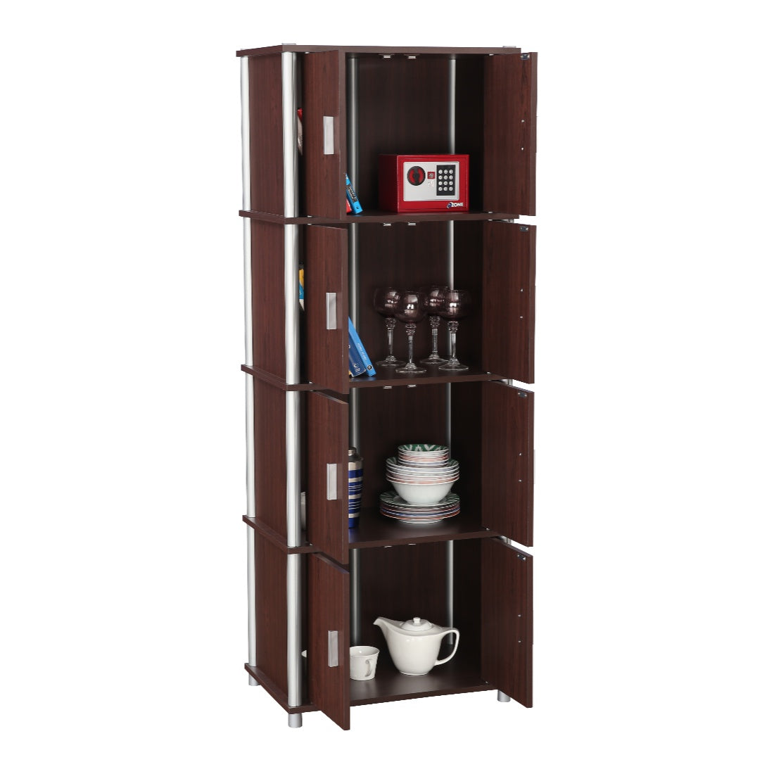 Jacob Engineered Wood Multipurpose Cabinet in Cherry Brown Colour