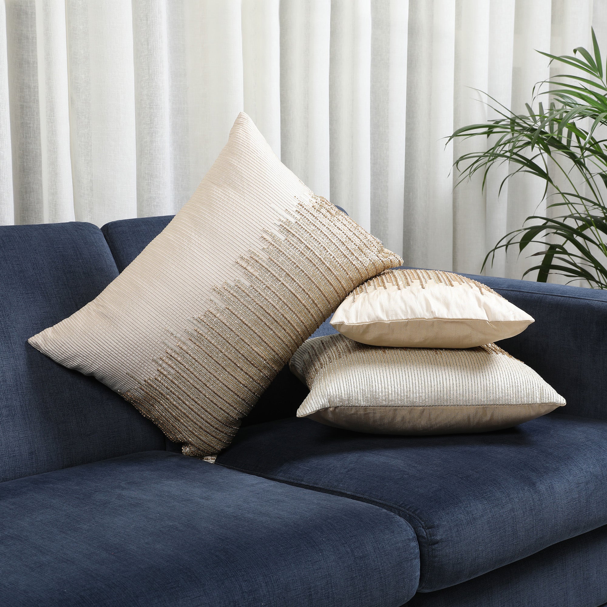 Modern Chic Polyester Cushion Cover 30x50 cm in Beige Colour