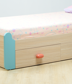 Secret Den Single Size Bed with Storage in Marine Teal Colour
