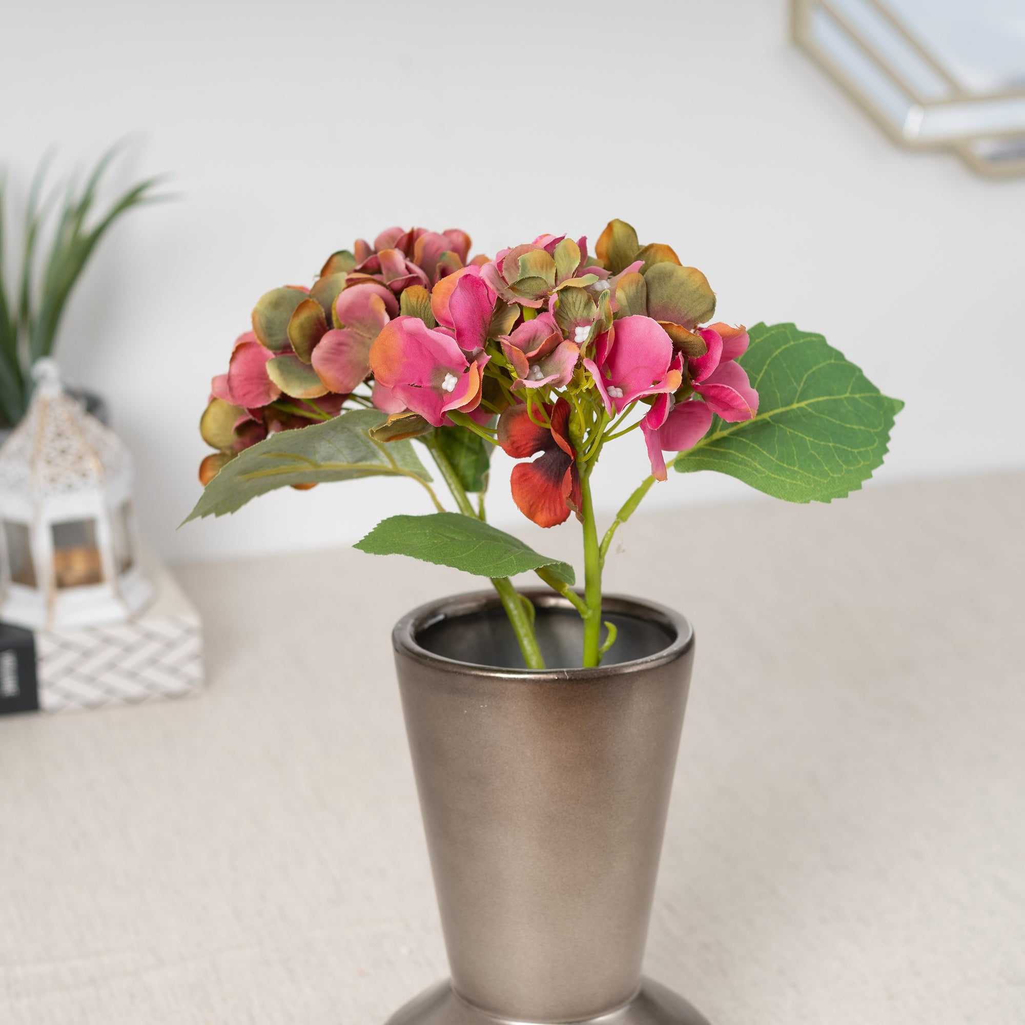 Elora Polyester Pink Hydrangea Faux Flower 29 Cm in Pink Colour