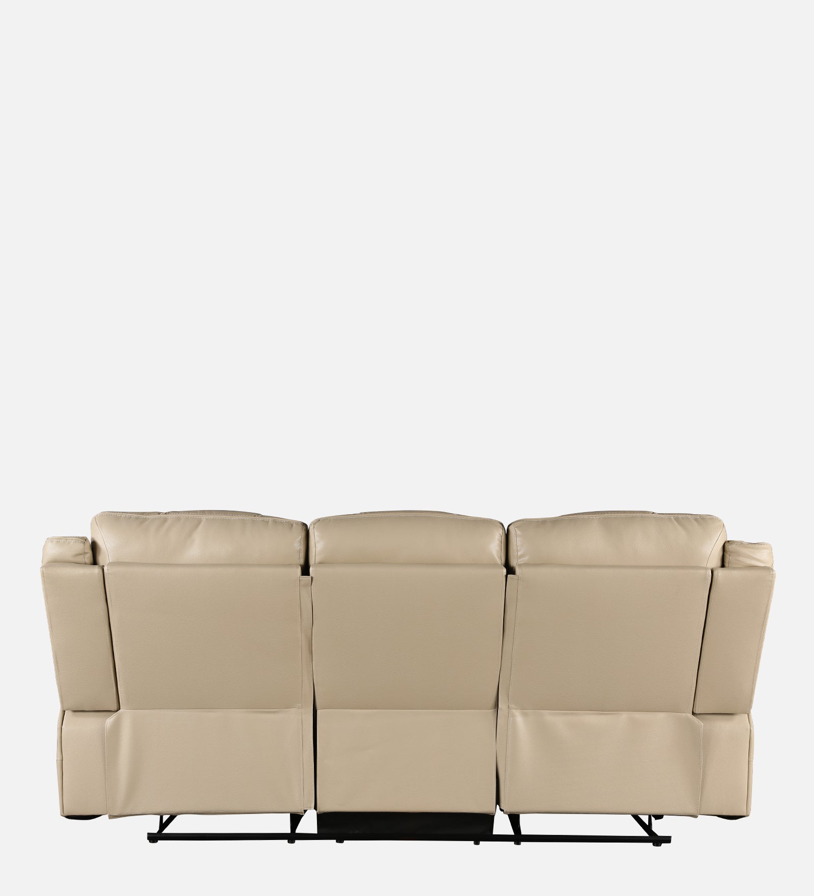 Murray Half Leather Three Seater Recliner in Beige Colour