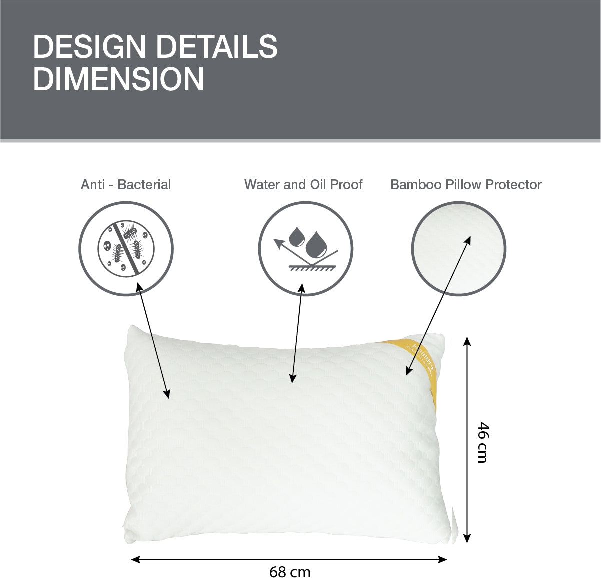Health Plus Bamboo Pillow 46X68 Cm in White Colour