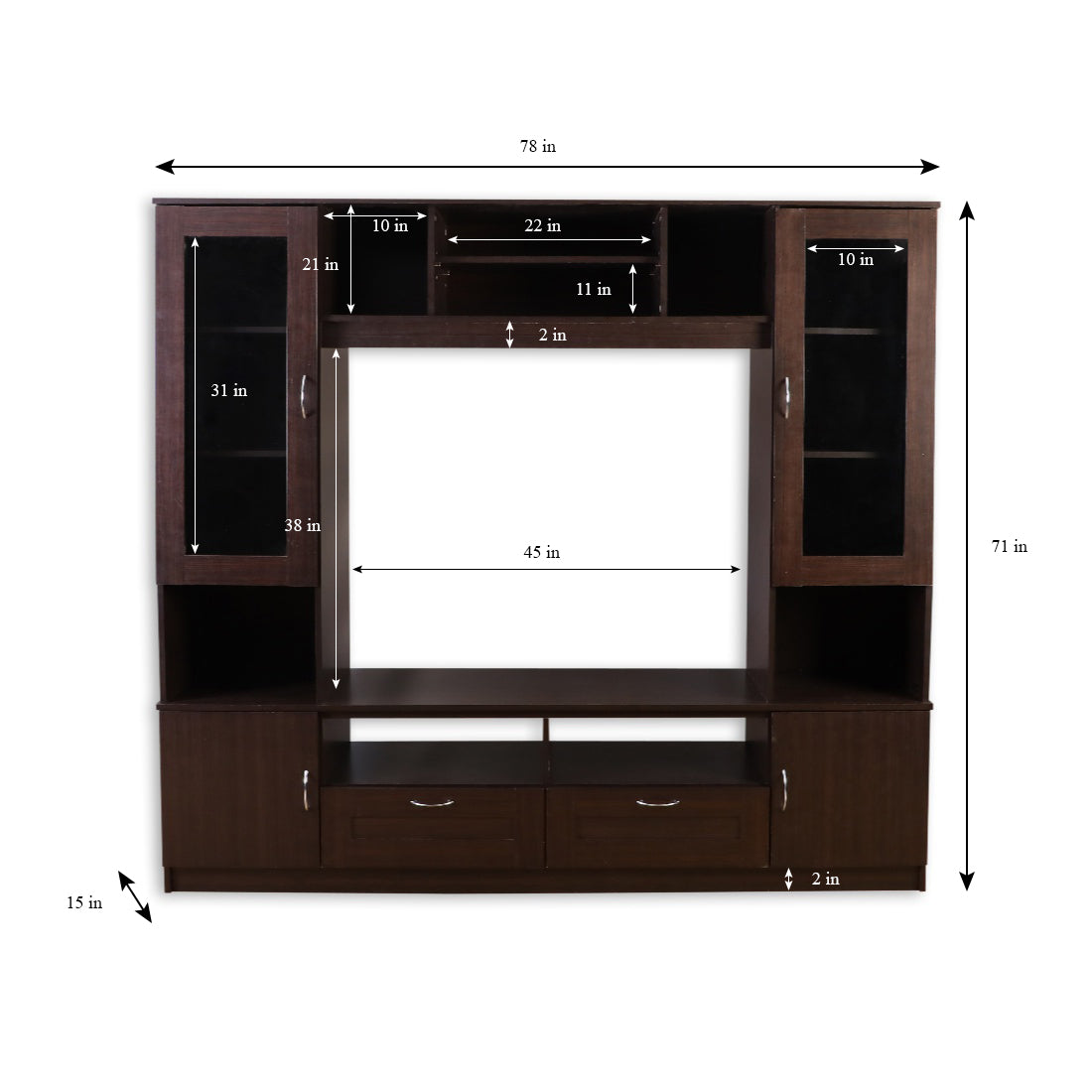 Missouri Engineered Wood Wall Unit in Dark Walnut Colour