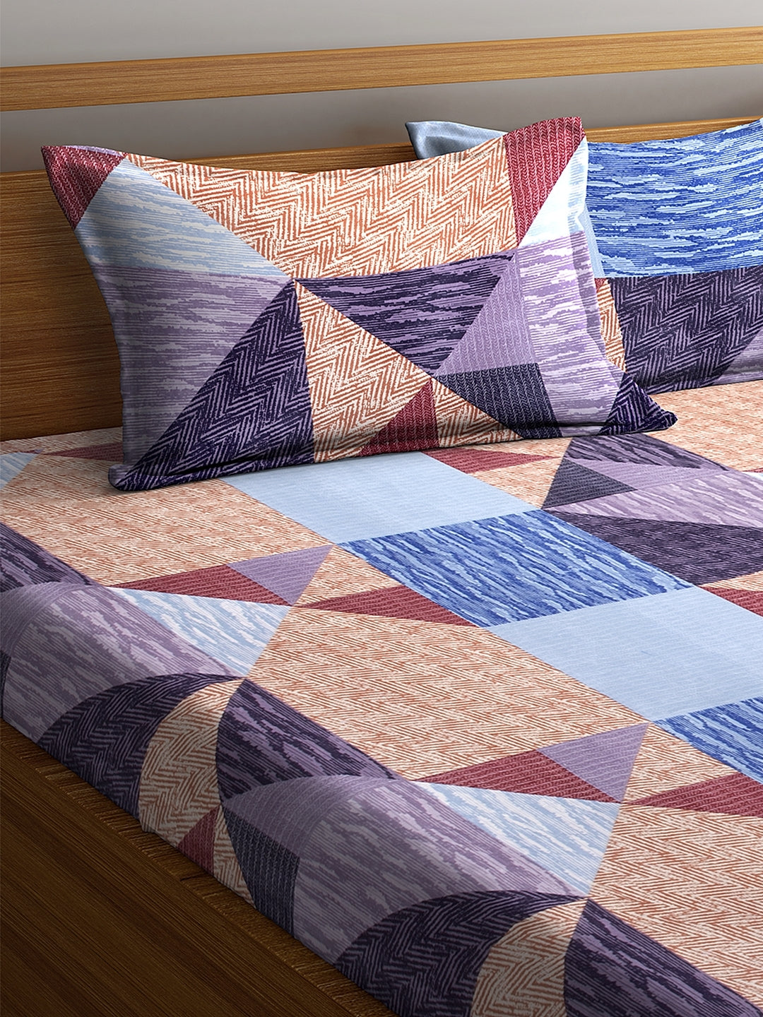 Carnival Double Bedsheet 220 x 230 CM in Blue Multi Colour