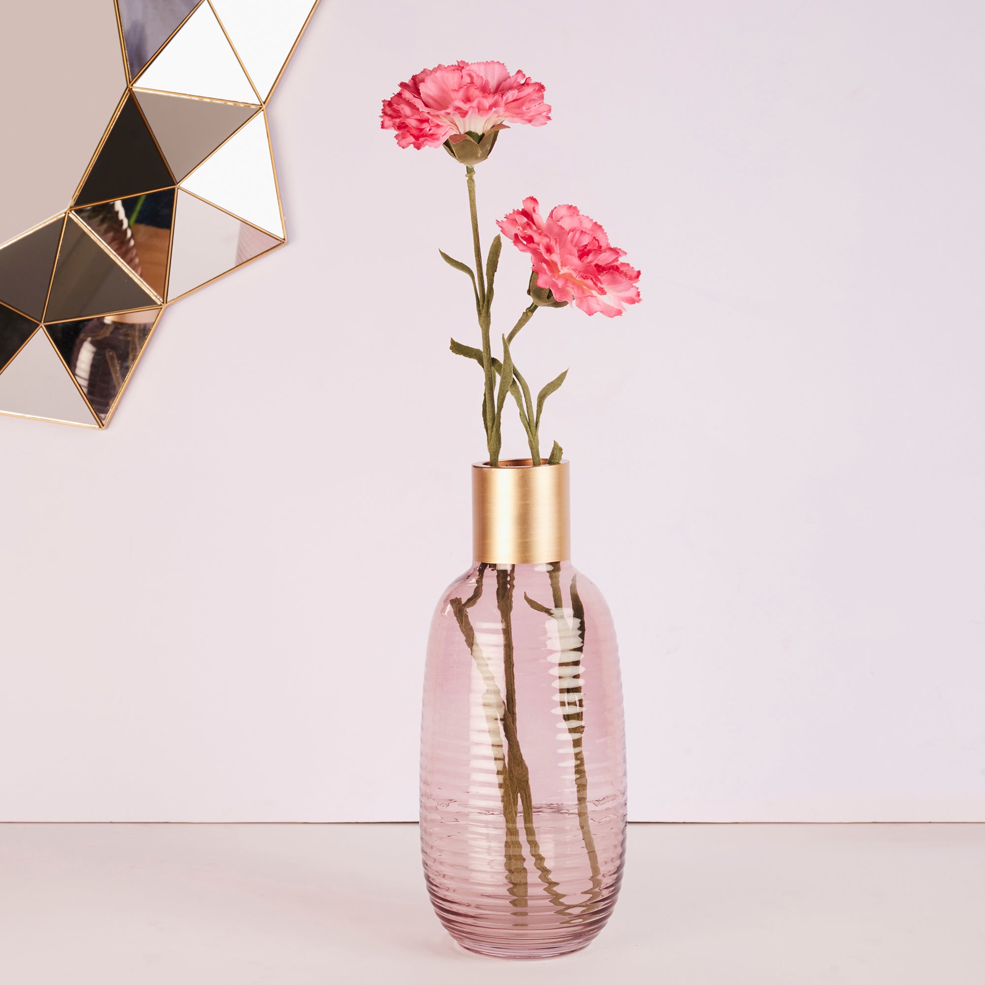 Alena Pot Glass Vase 26Cm in Blush Colour