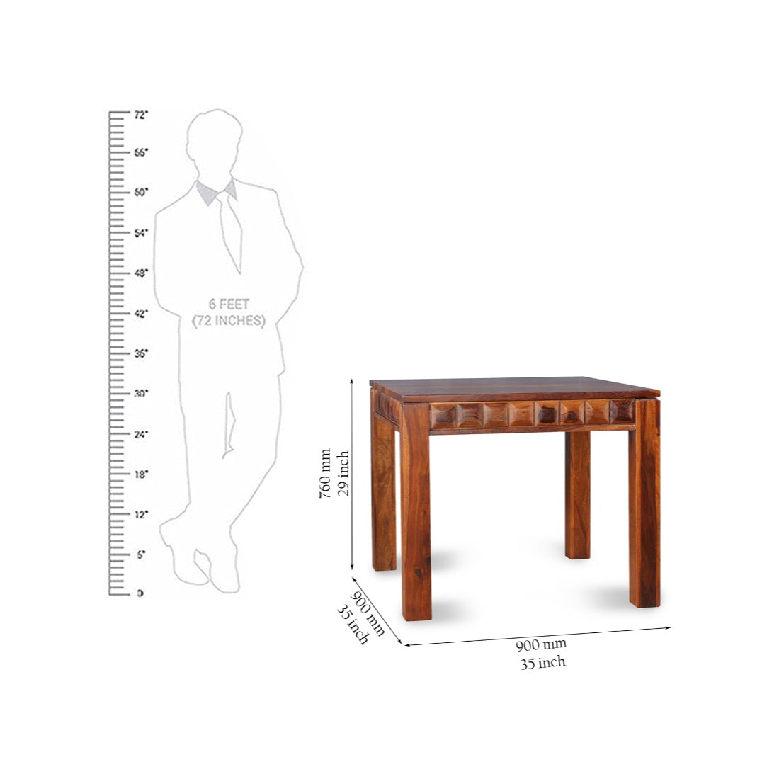 Woodrow Sheesham Wood(Rosewood) 4 Seater Dining Set in Honey Colour