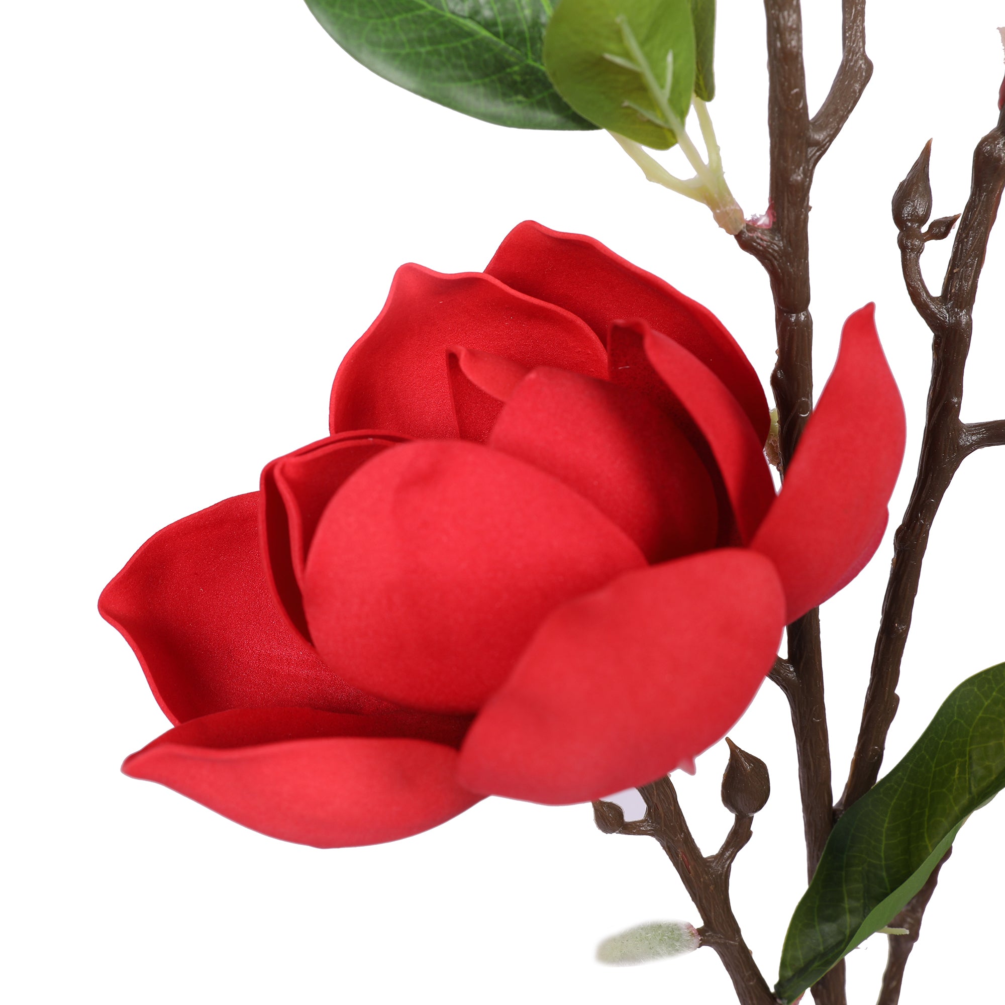 Blume Artificial Flower Magnolia Stem 94cm in Red Colour By Living Essence
