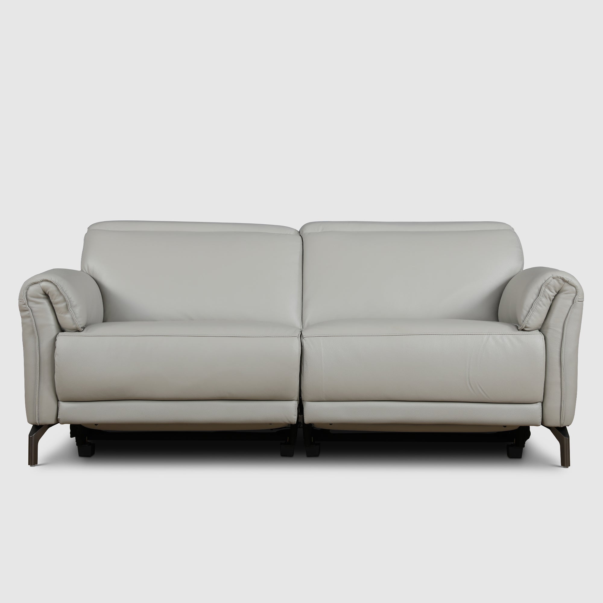 Emilia Half Leather Three seater Electric Recliner in Light Grey Colour