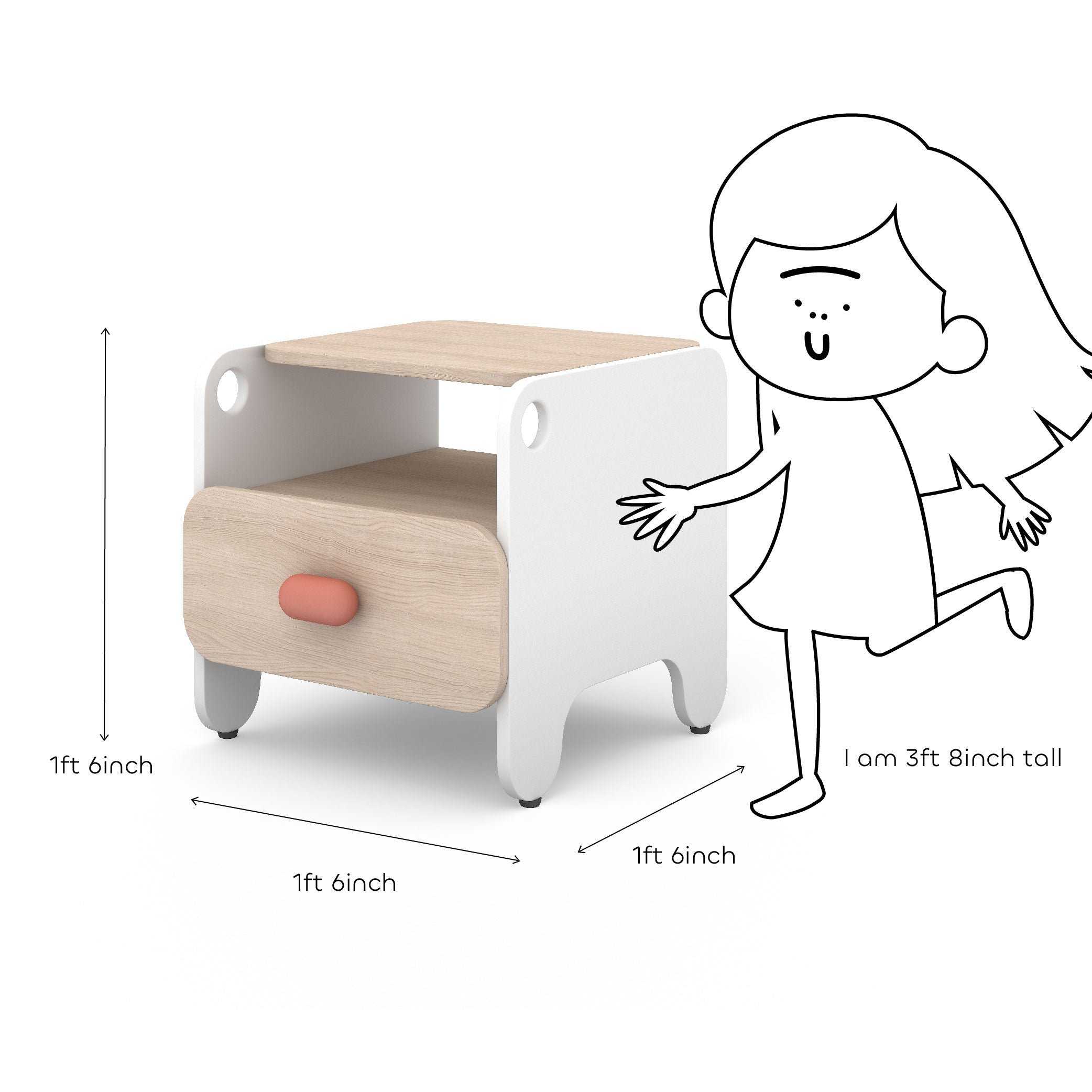 Boop Bed Side Table in Pearly White Colour