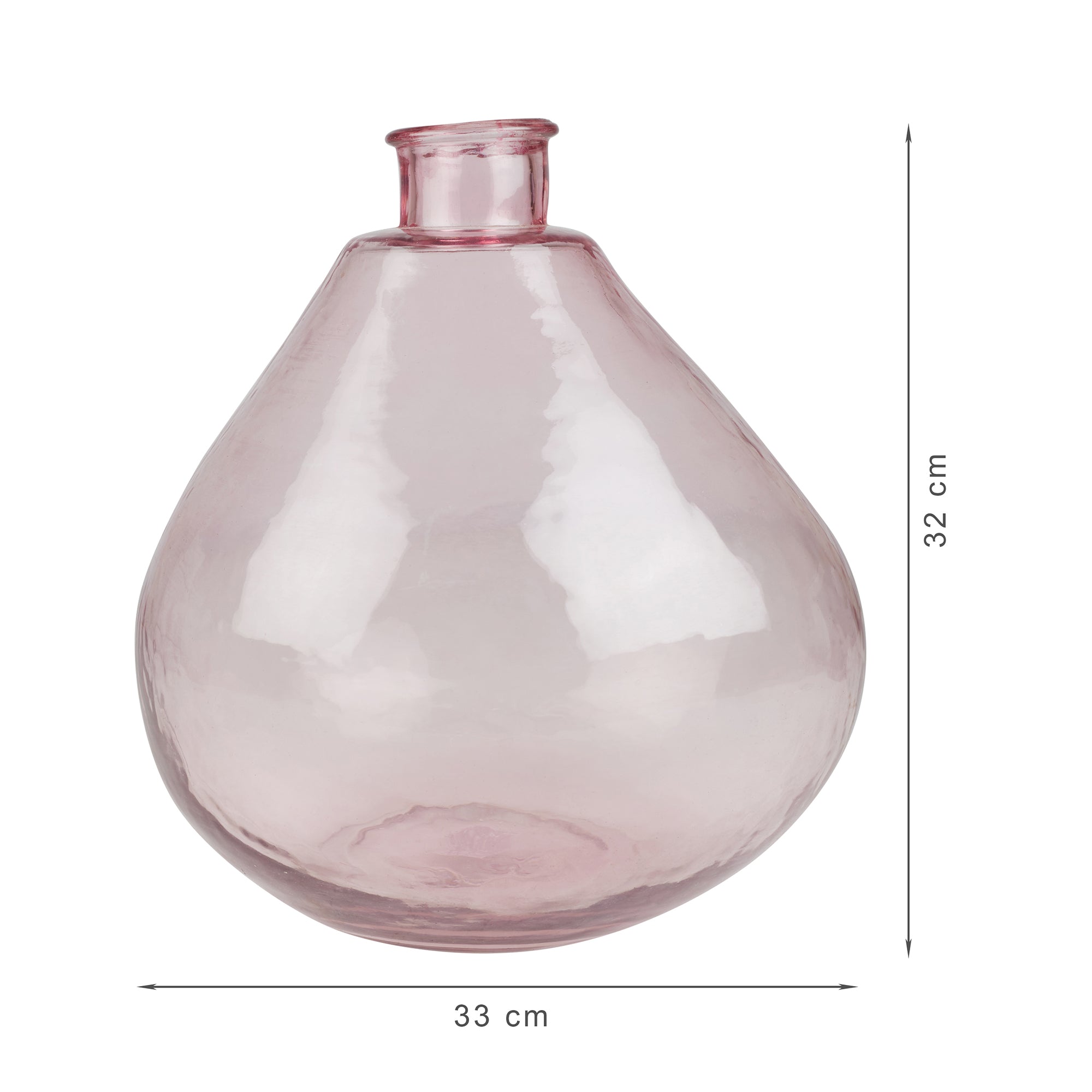 Phiona Glass Modern Organic Shapped Handcrafted Vase 32 Cm in Blush Colour