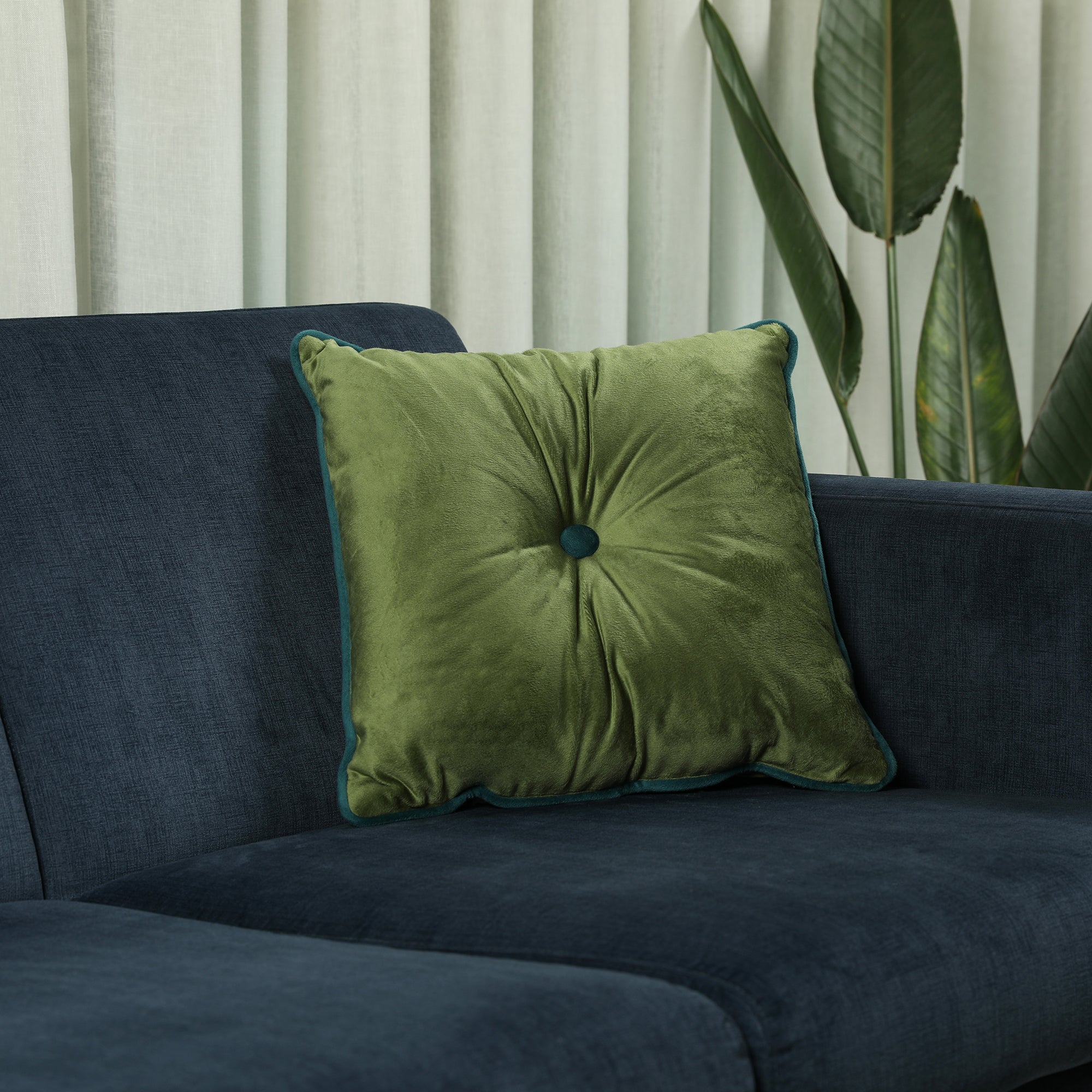 Velvet Solid Dori Filled Cushion Sage, 40X40cm