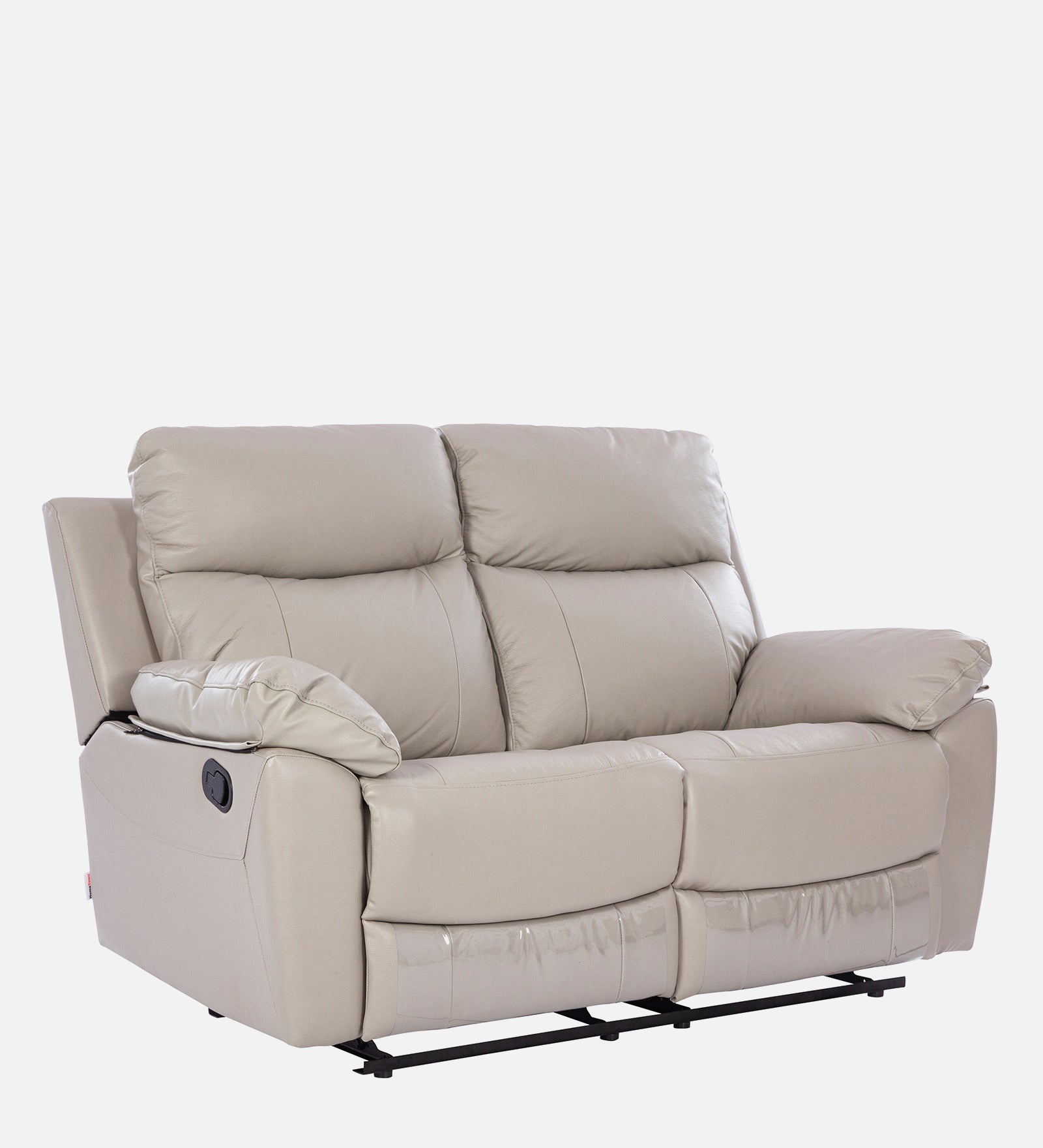 Quantum Half Leather Two Seater Recliner in Light Grey Colour