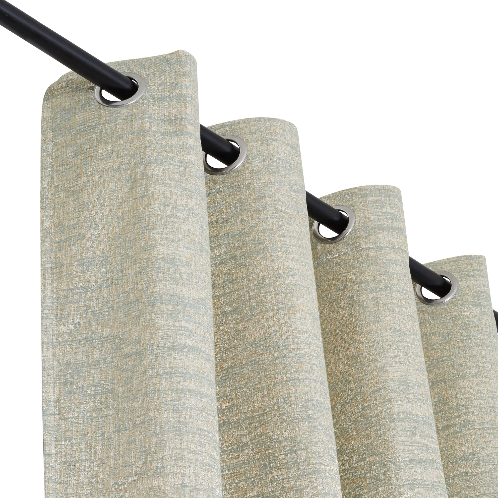 Amour Set of 2 Solid Jacquard Dim Out Curtains 7 Feet in Aqua Colour