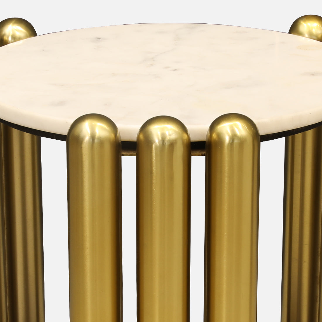 Regalia Marble Top Side Table in White & Gold Colour