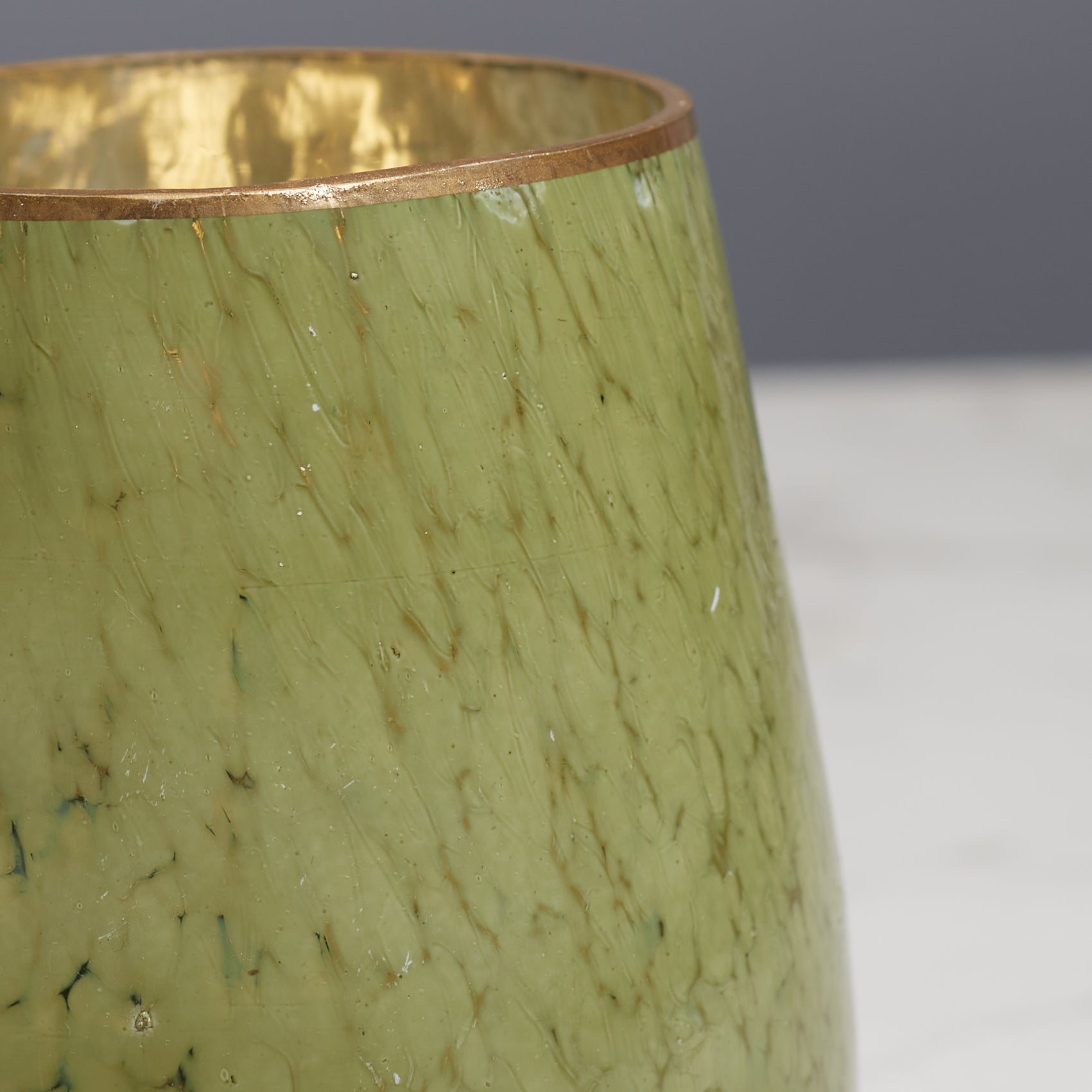 Phiona Glass Textured Handcrafted Vase 15 Cm in Olive Colour