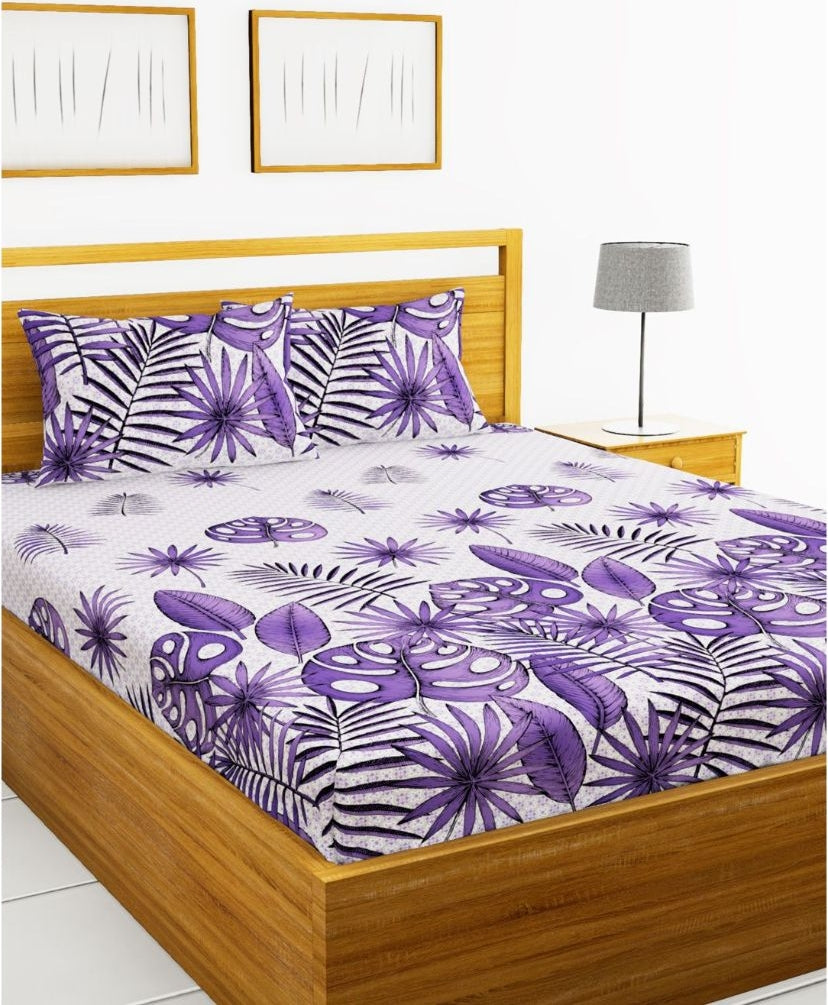Callista Cotton King Bed Sheet 274X274 Cm in Purple Colour