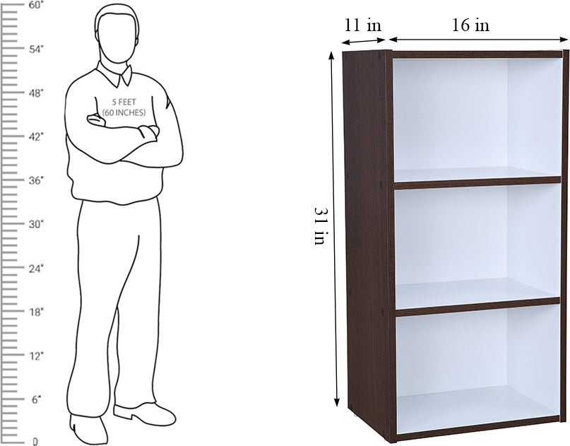 Mezzola Engineered Wood 3 Tier Bookshelf Small in Wenge Colour