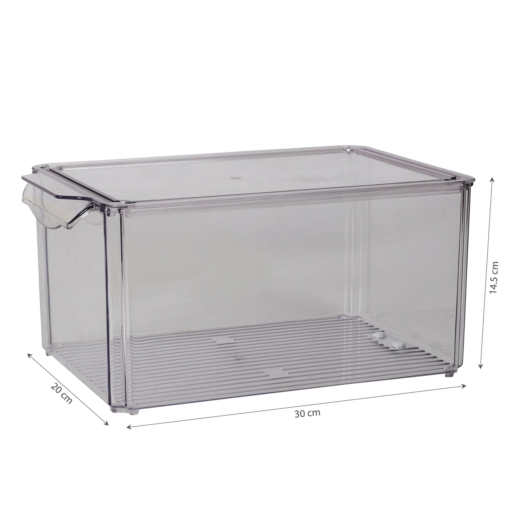 Robusto PET BPA Free Stackable Fridge Organizer with Lid & Drain - 8.4 Ltr in Transparent Colour