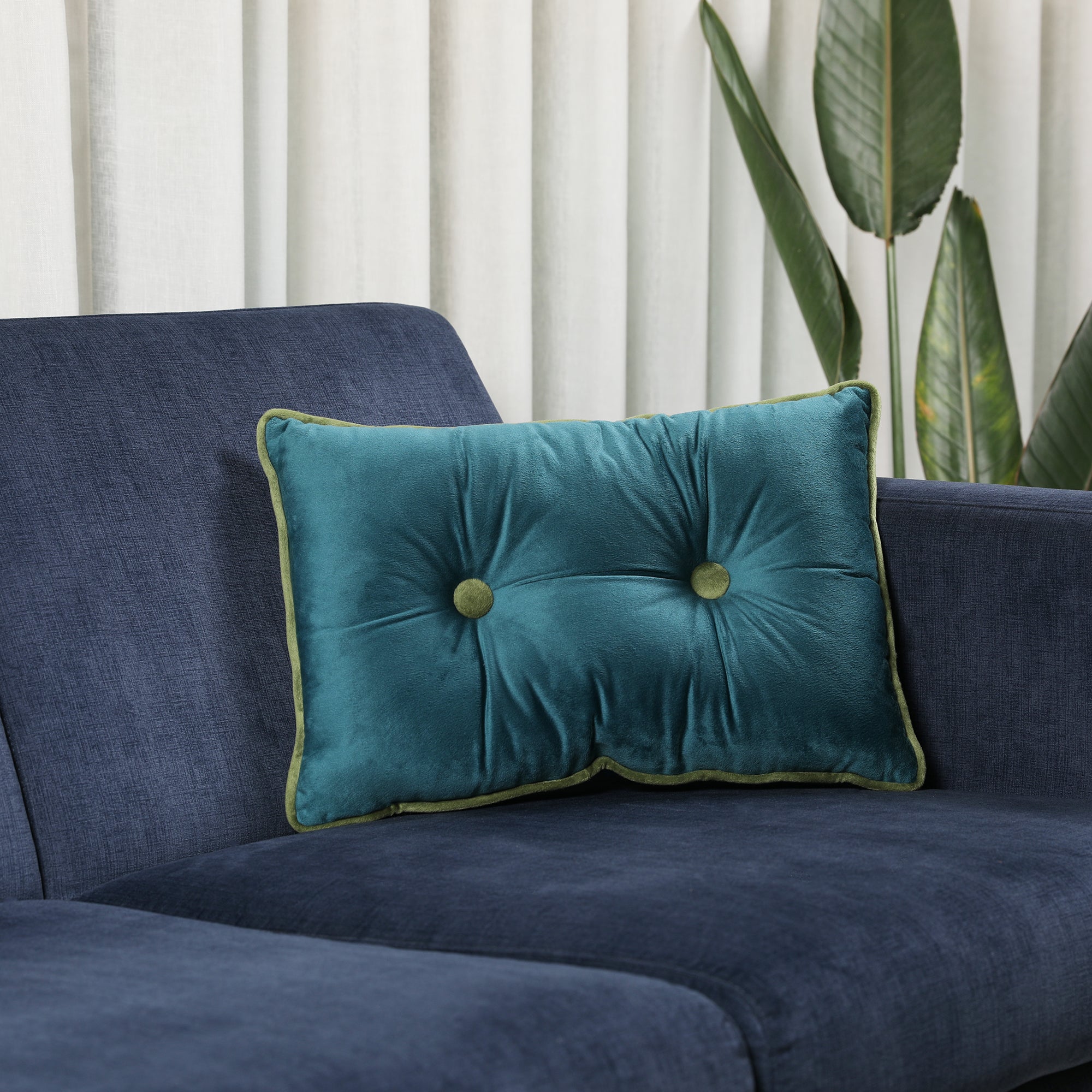 Velvet Solid Dori Filled Cushion Aqua, 30X45cm