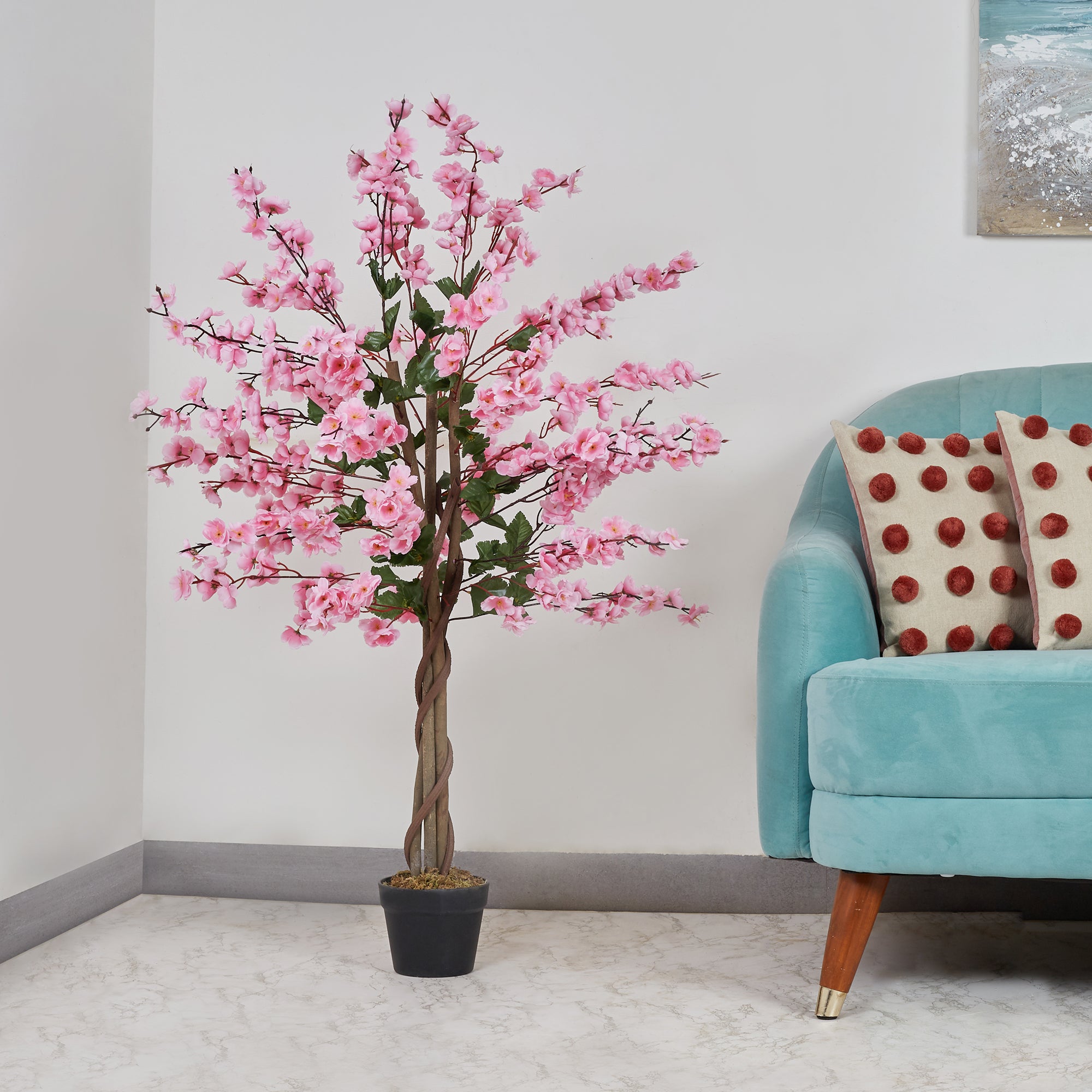 Ilana Artificial Cheery Blossom Potted Tree 120Cm in Pink Colour