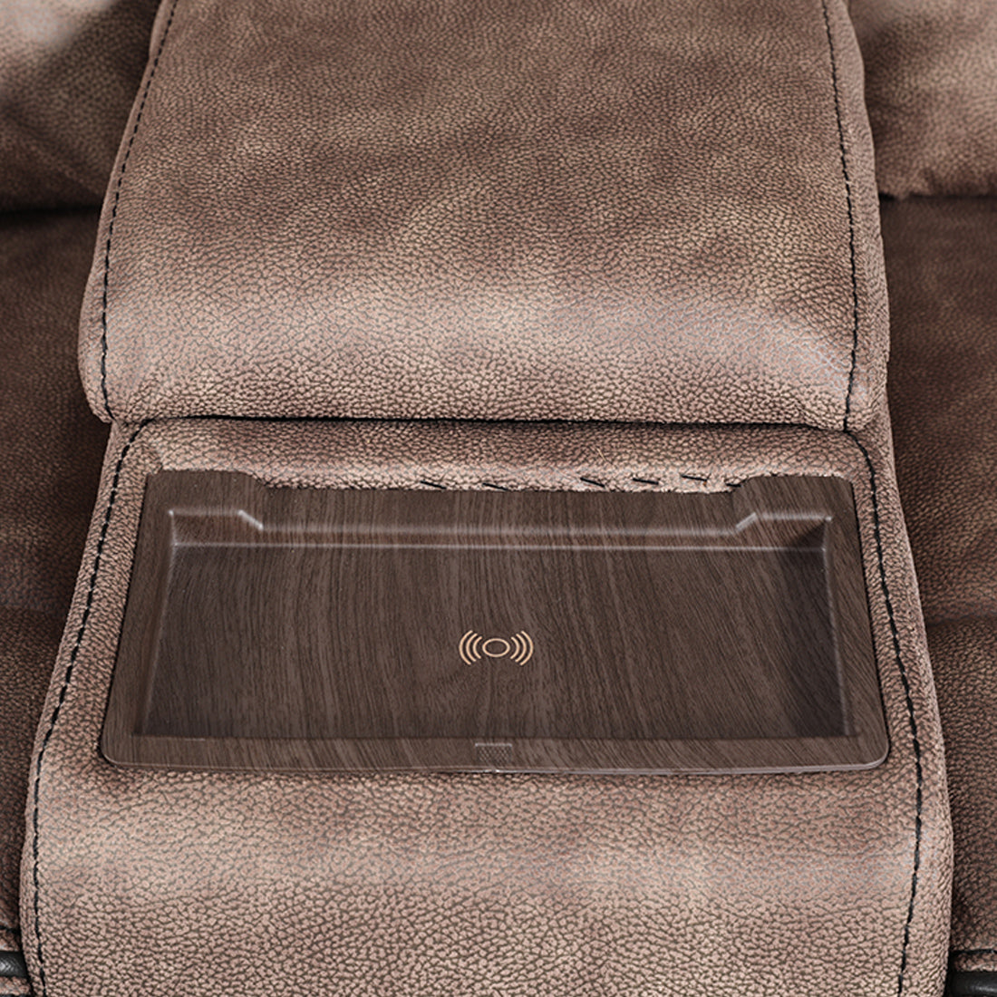 Enfield Fabric Lounger With Recliner in Brown Colour