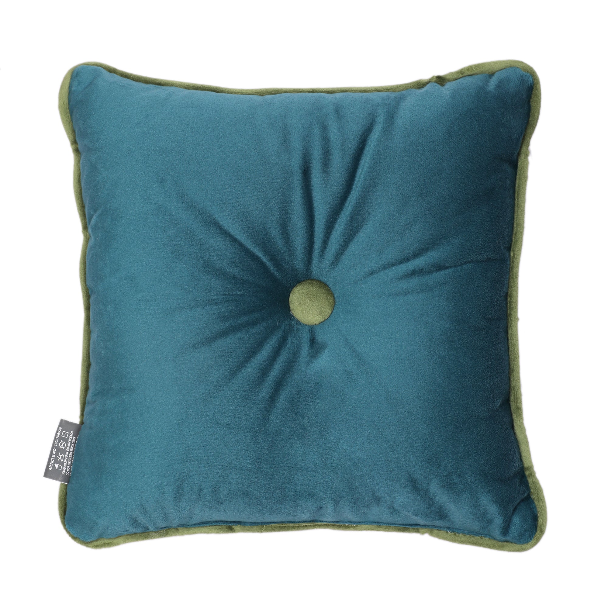 Velvet Solid Dori Filled Cushion Aqua, 30X30cm