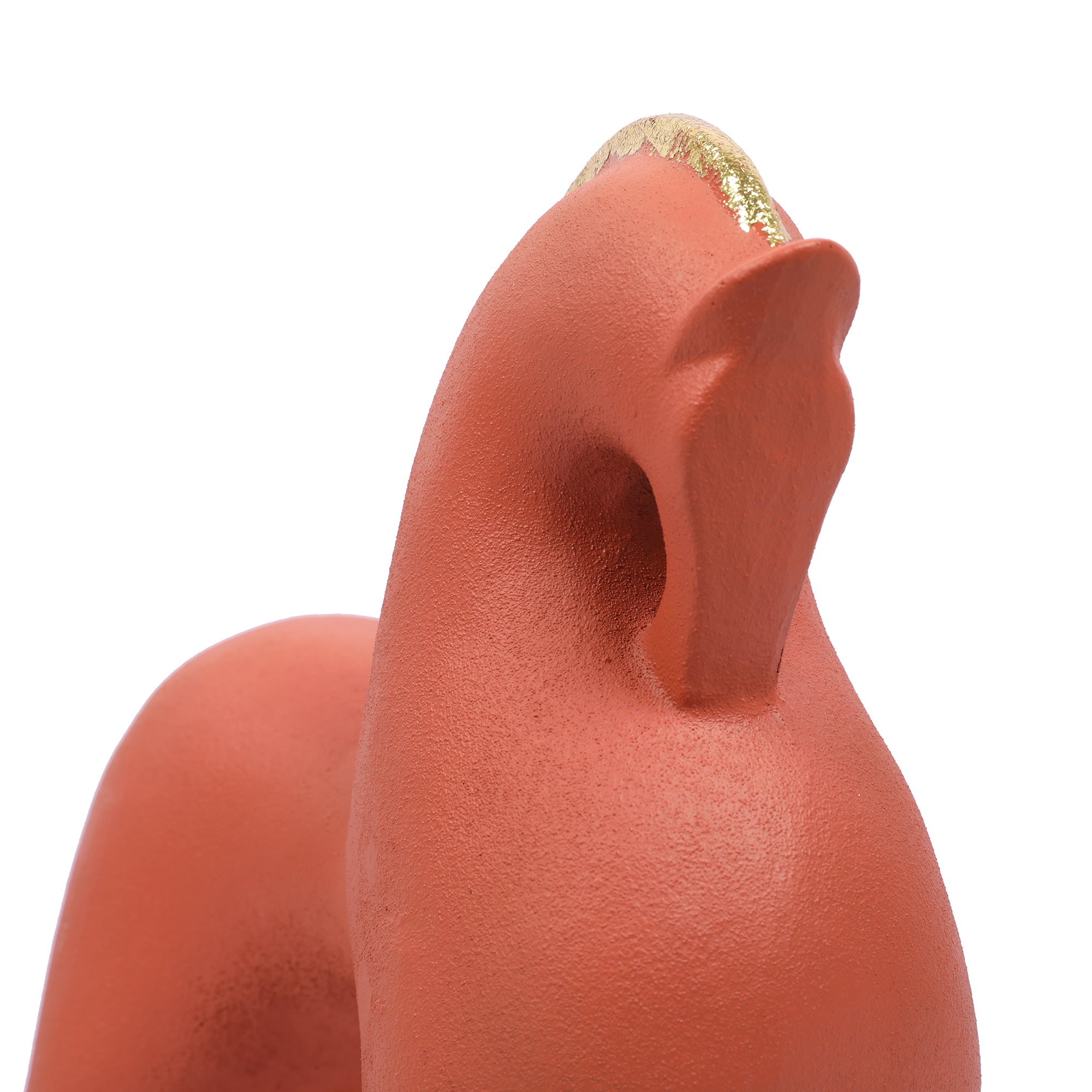 Miraya Contemporary Horse Polyresin Hand Finished Figurine Terracotta 27cm by Living Essence