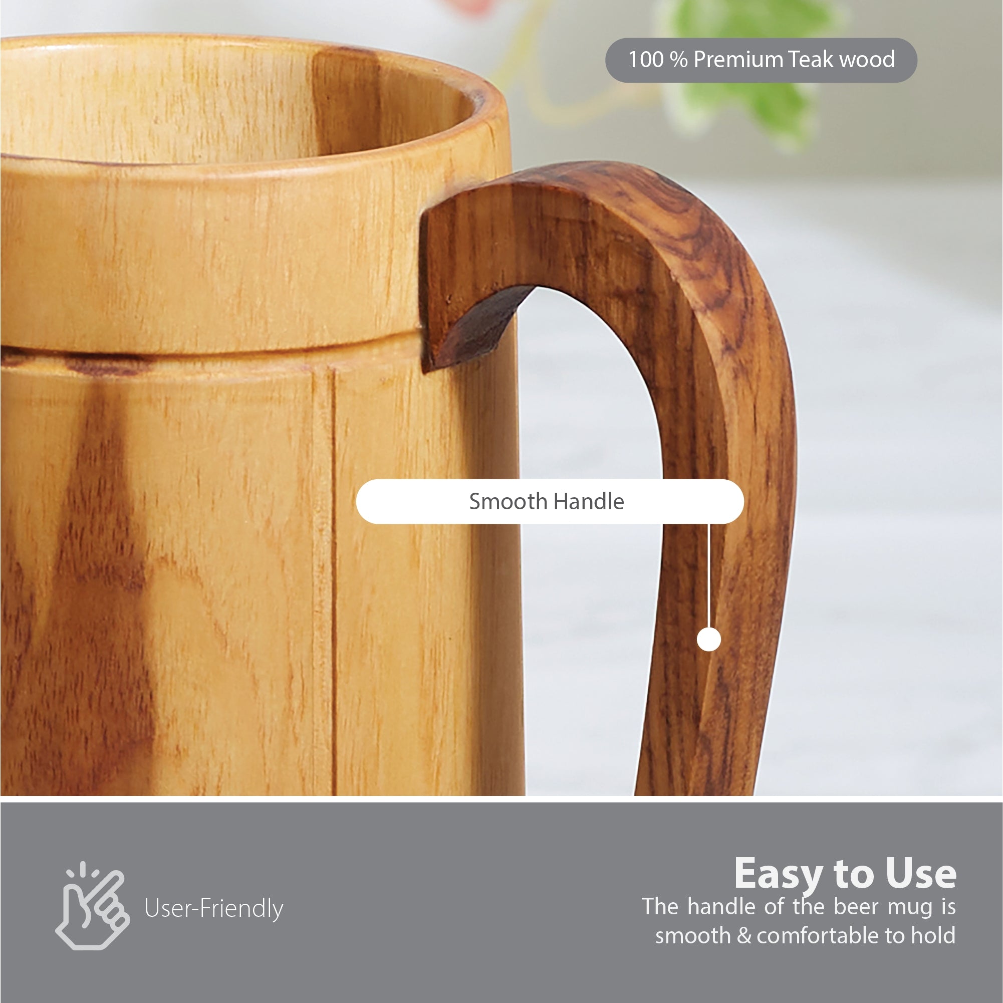 Beautiful Kitchen Wood Beer Mug in Brown Colour