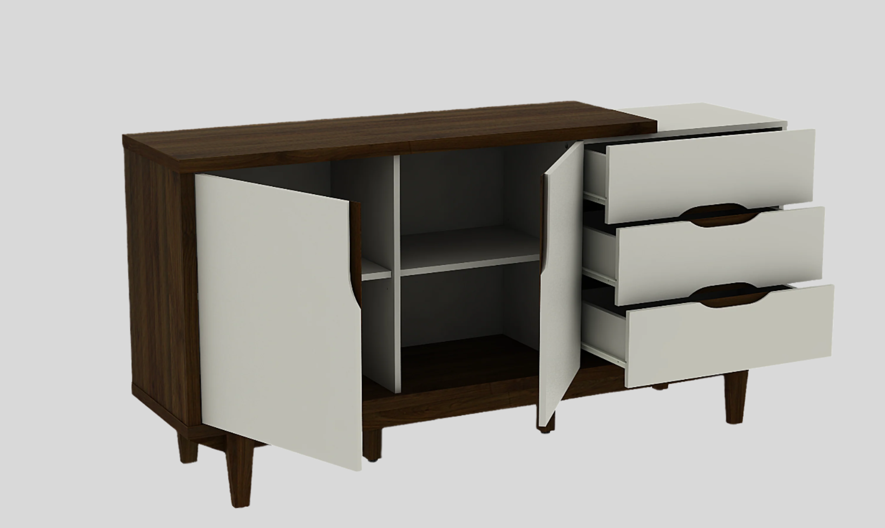 Carmel Sideboard in White & Brown Colour