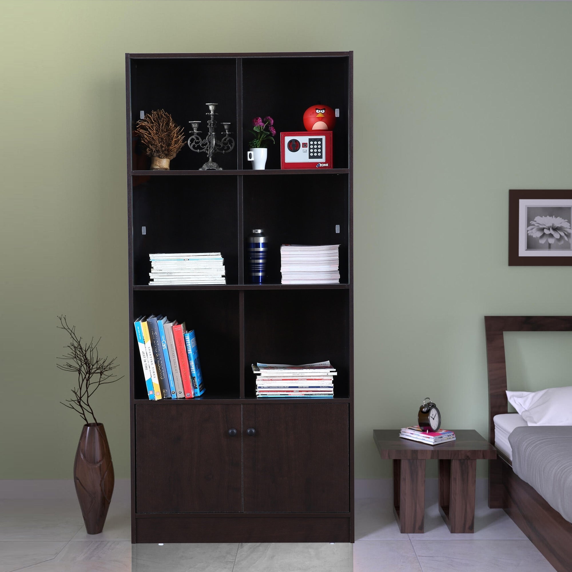 Lara Engineered Wood Large Book Shelf in Wenge Colour