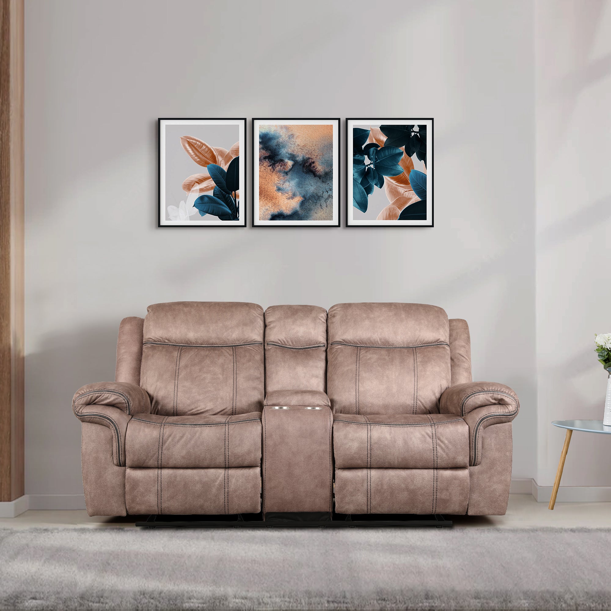 Enfield Fabric 2 Seater Recliner in Brown Colour