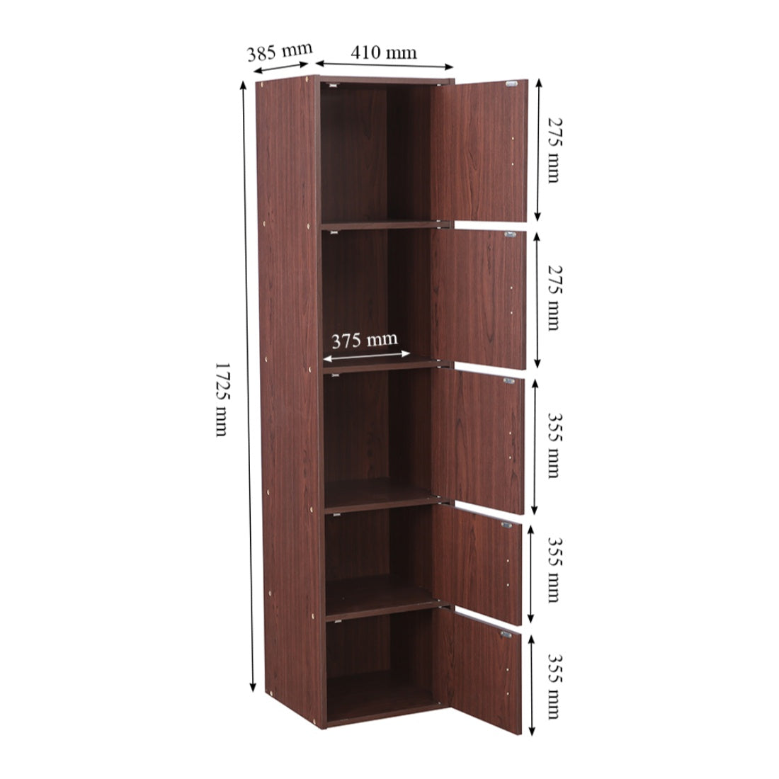 Albert Engineered Wood 5 Tier Cabinet in Cherry Brown Colour
