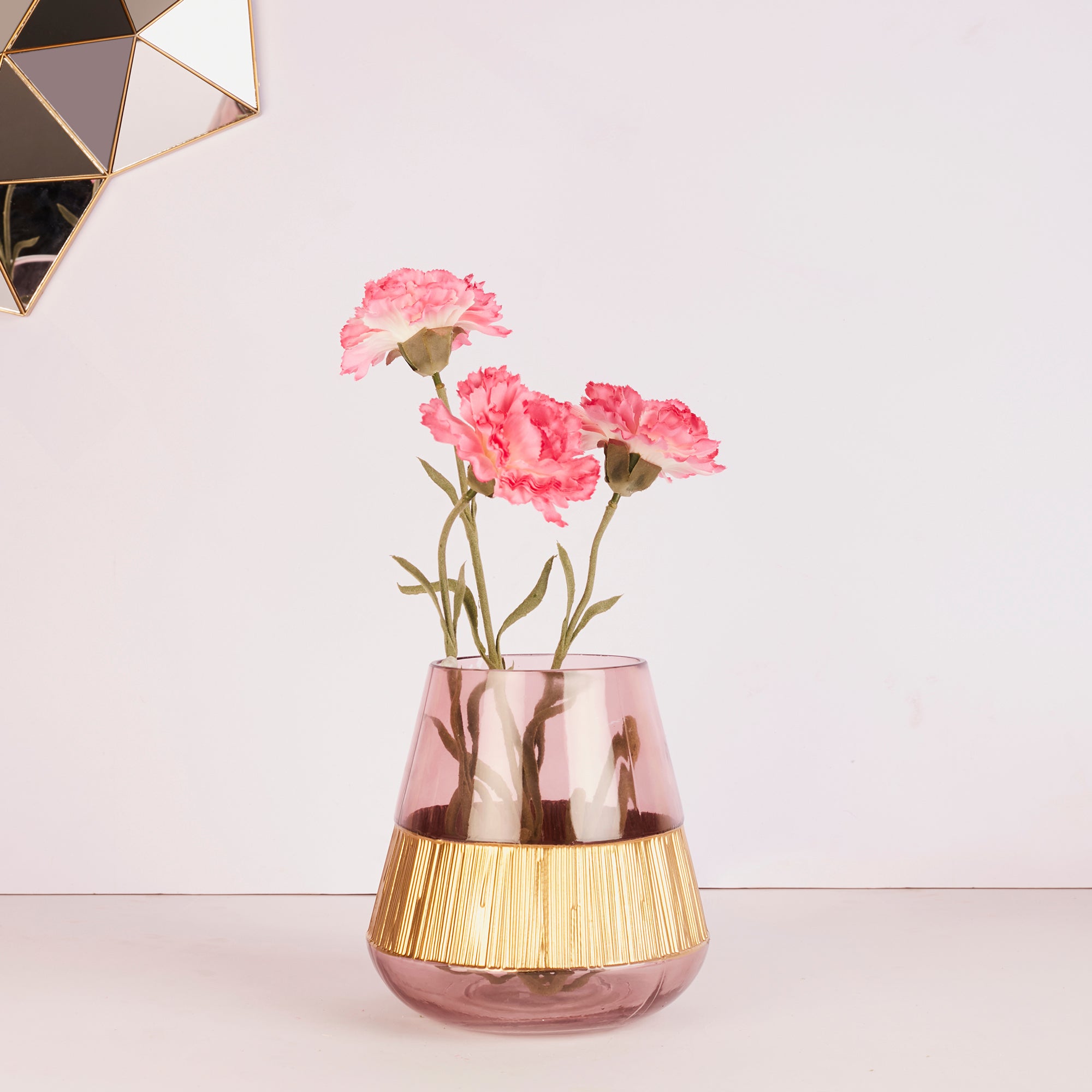 Alena Oval Glass Vase 17Cm in Blush Colour