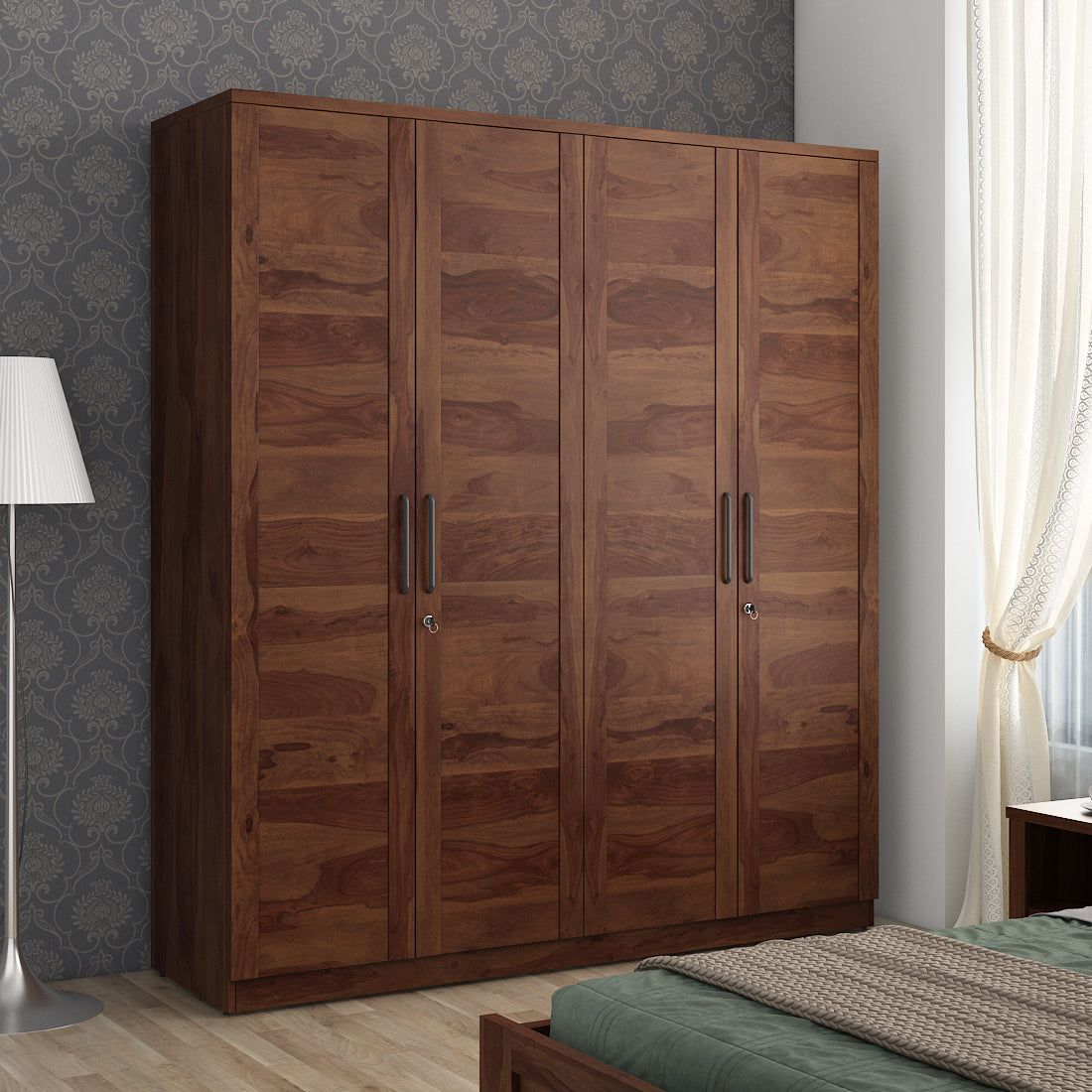 Antwerp  Four Door Wardrobe in Sheesham Colour