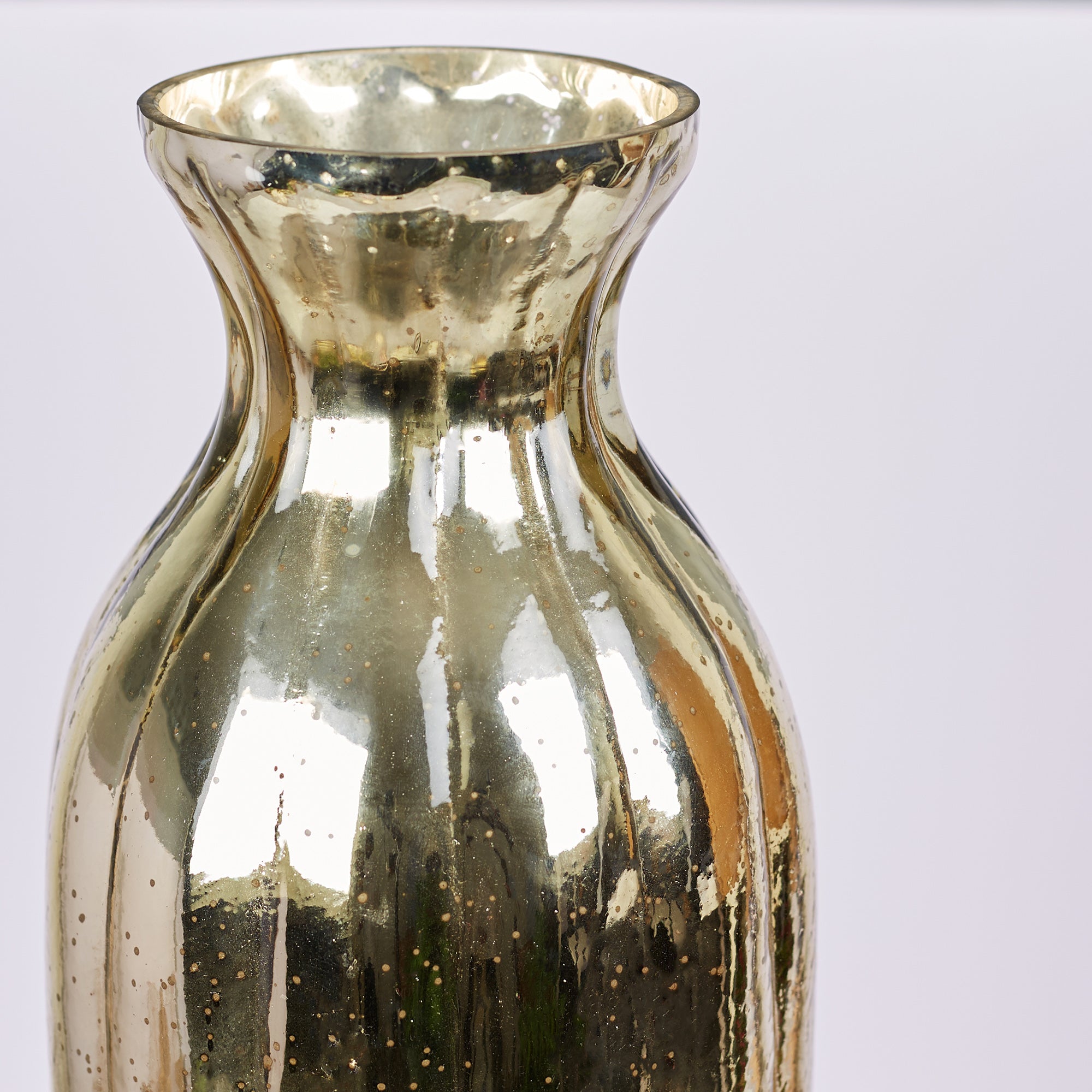 Phiona Glass Tall Fluted Handcrafted Mercury Vase 54 Cm in Gold Colour