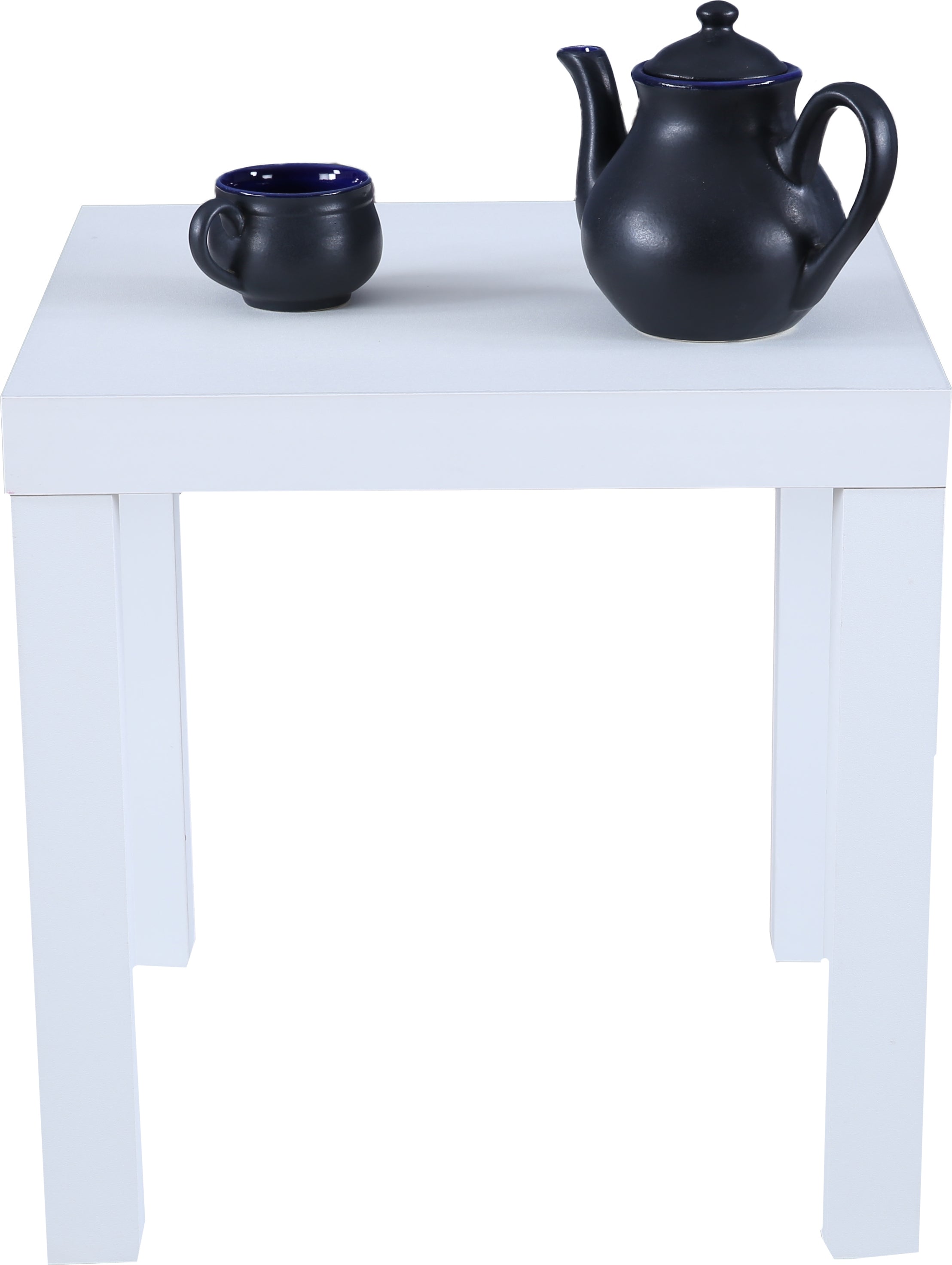 Larix Engineered Wood Side Table in White Colour
