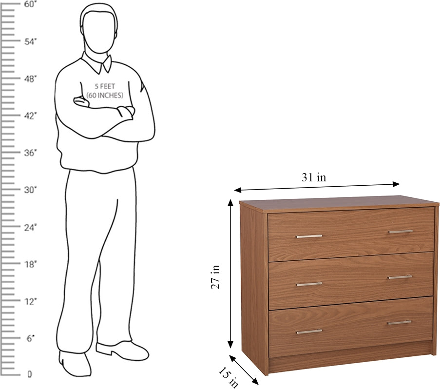 Atlas Engineered Wood Chest of Drawers in Walnut Colour