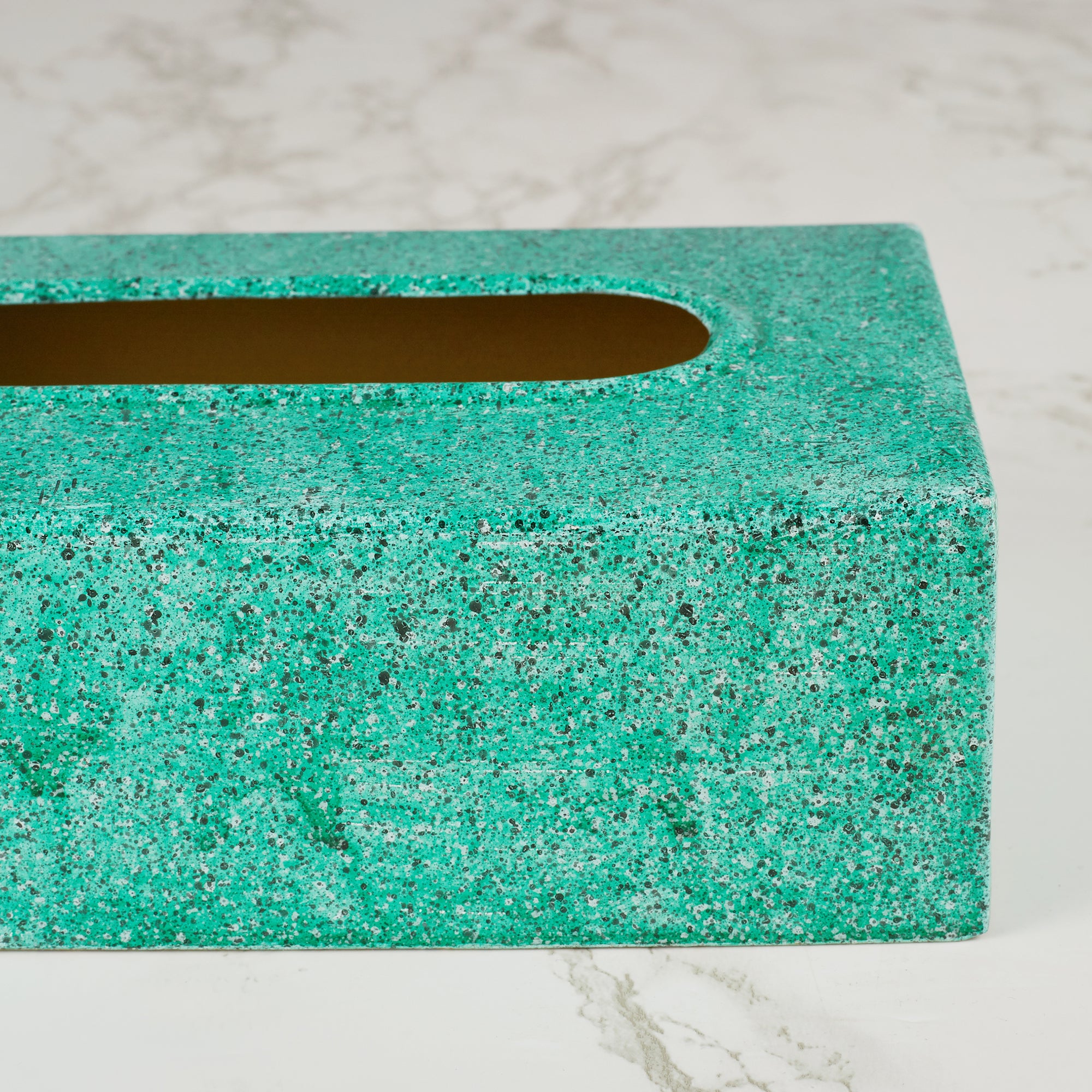 Nora Metal Sprinkle Finish Tissue Box Cover in Turq Colour