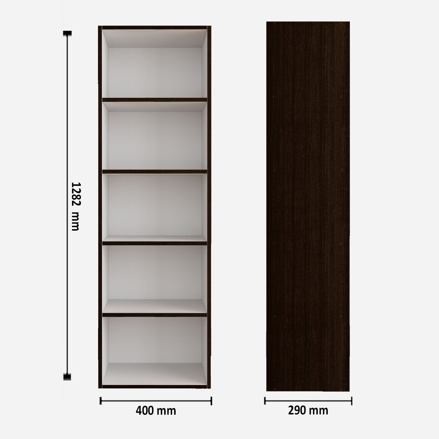 Mezzola Engineered Wood 5 Tier Bookshelf in Wenge Colour