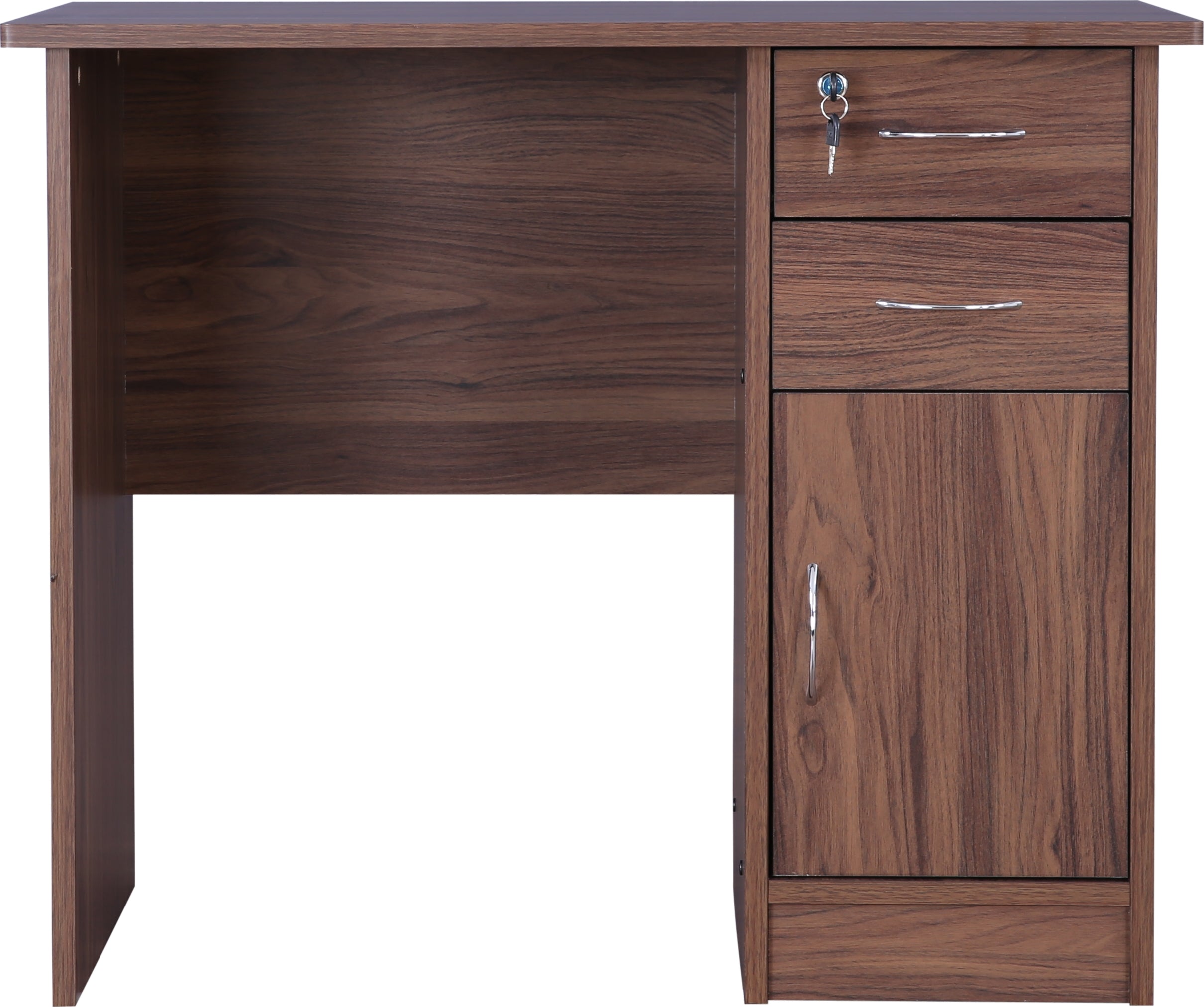 Simply Study Table with Three Drawer in Dark Walnut Colour