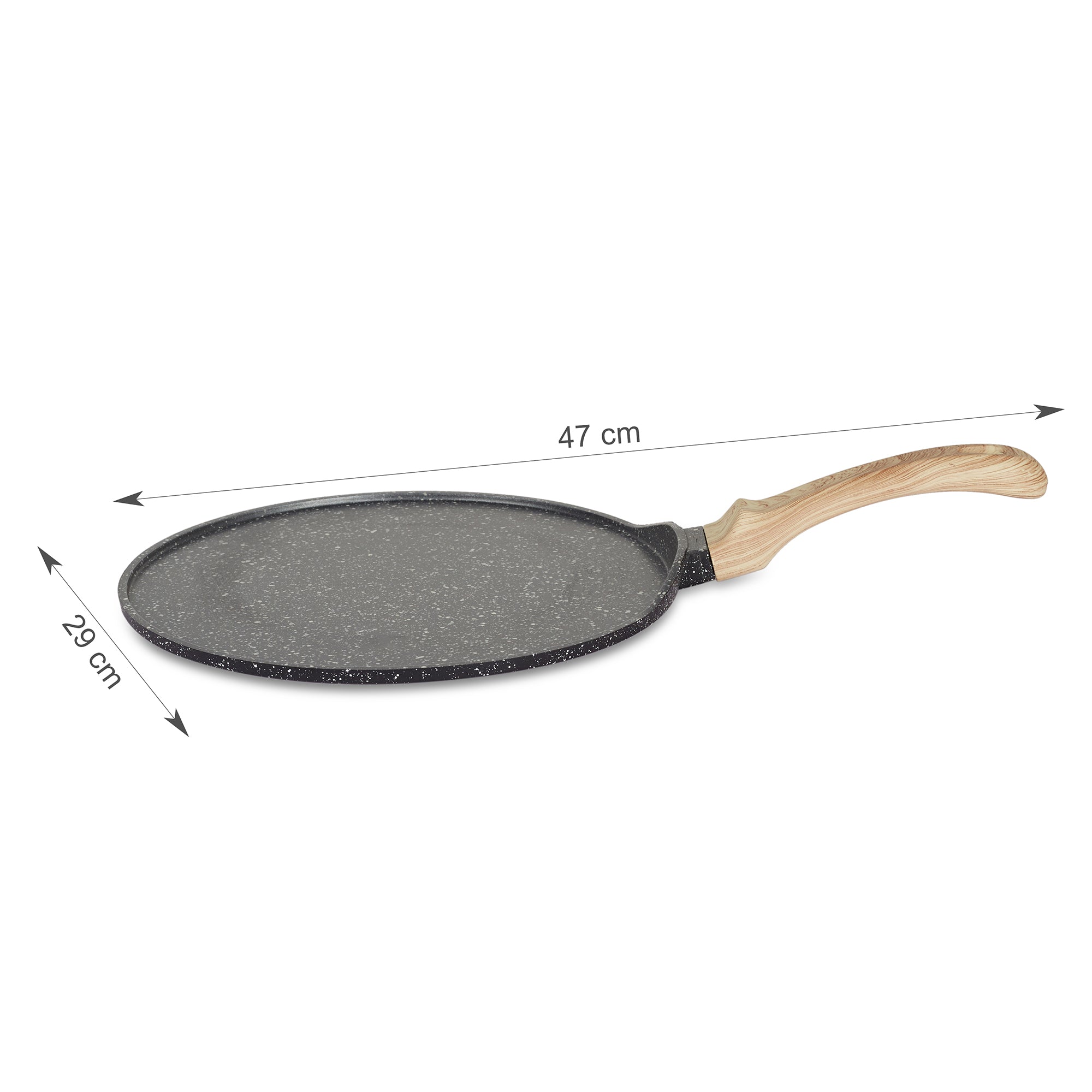 MasterCook+ 100% Virgin Aluminium Die-Cast Dosa Pan/Tawa 28 cm in Black & Wood Colour