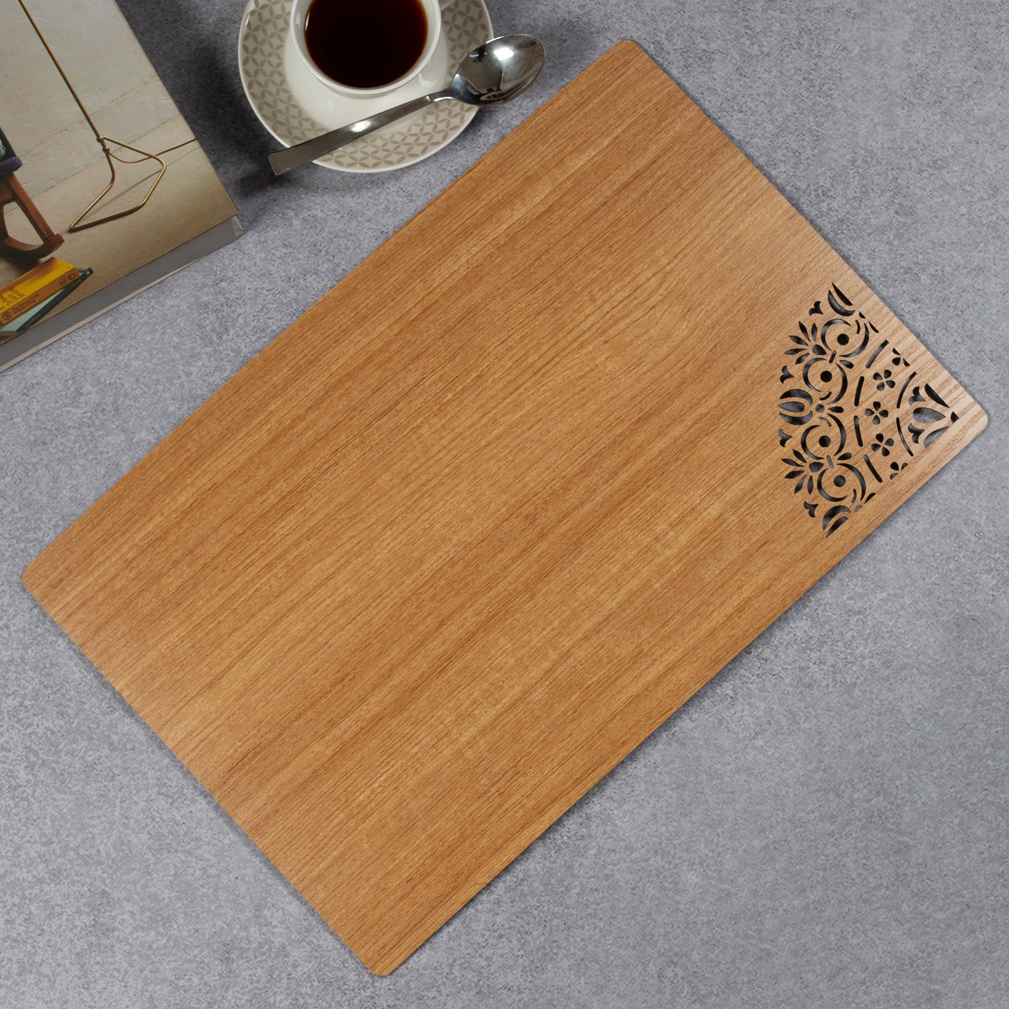 Reversible Dark Wenge Engineered Wood Placemat Set Of 2 in Multi Colour