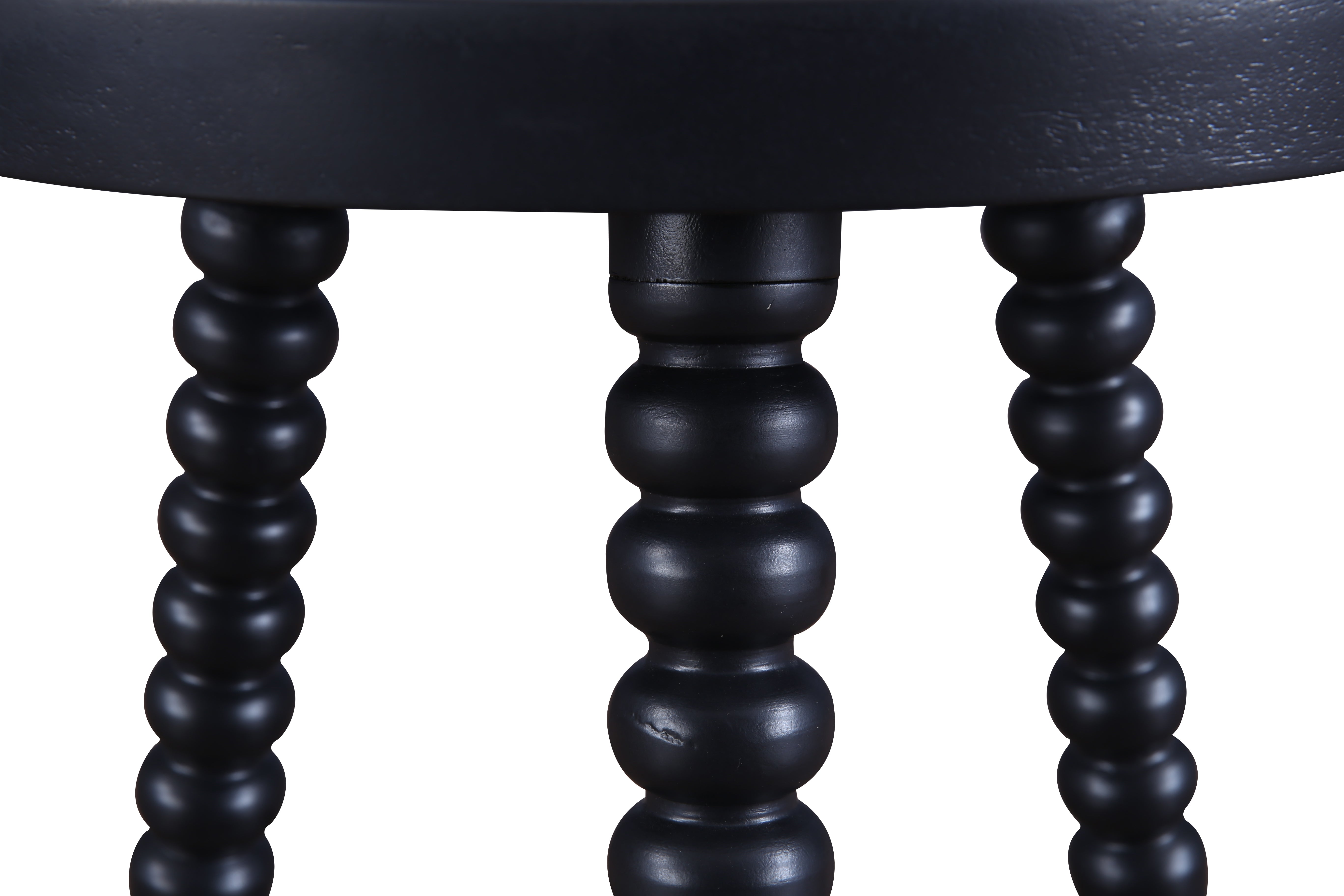 Antico Mango Wood Carved Stool in Black Colour