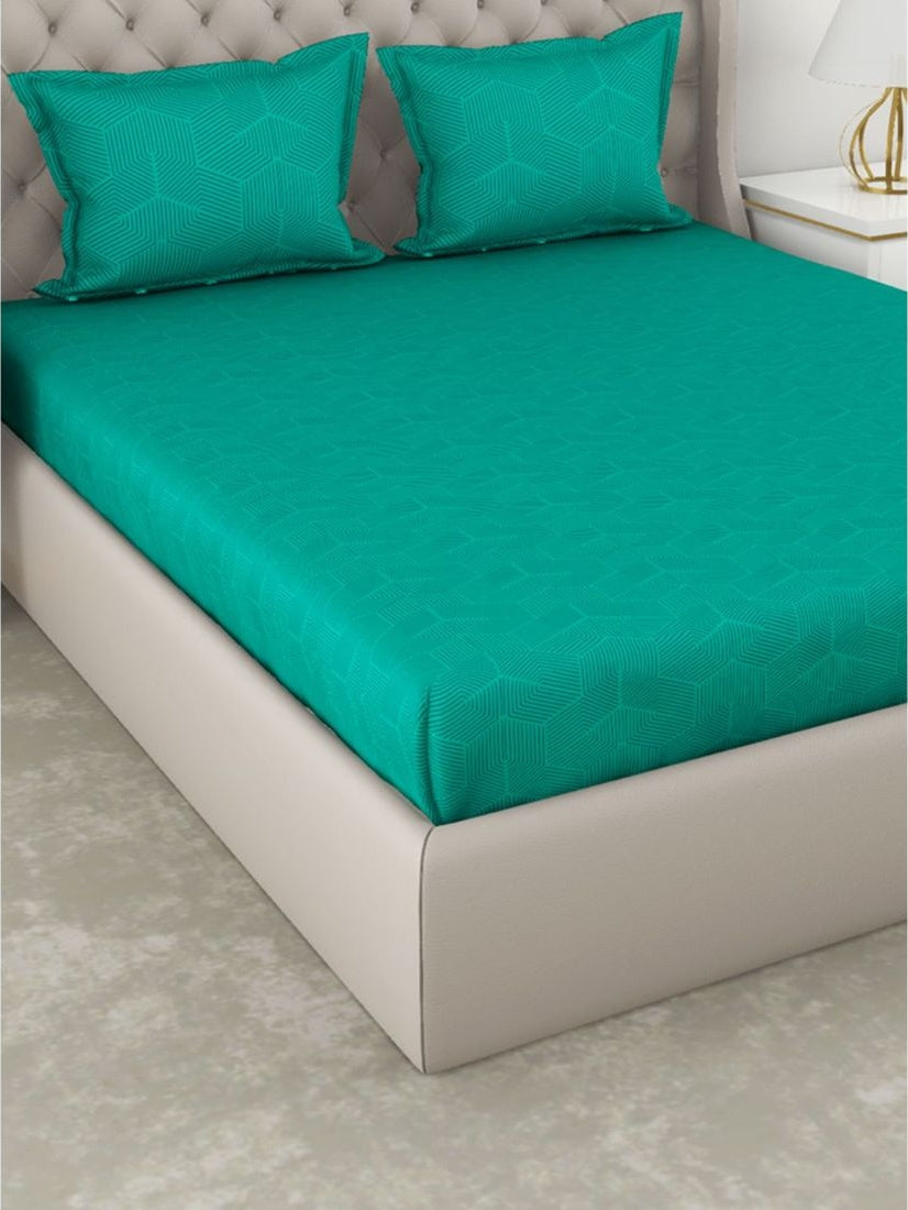Botanical Cotton King Bed Sheet 274X274 Cm 210 Tc in Green Colour