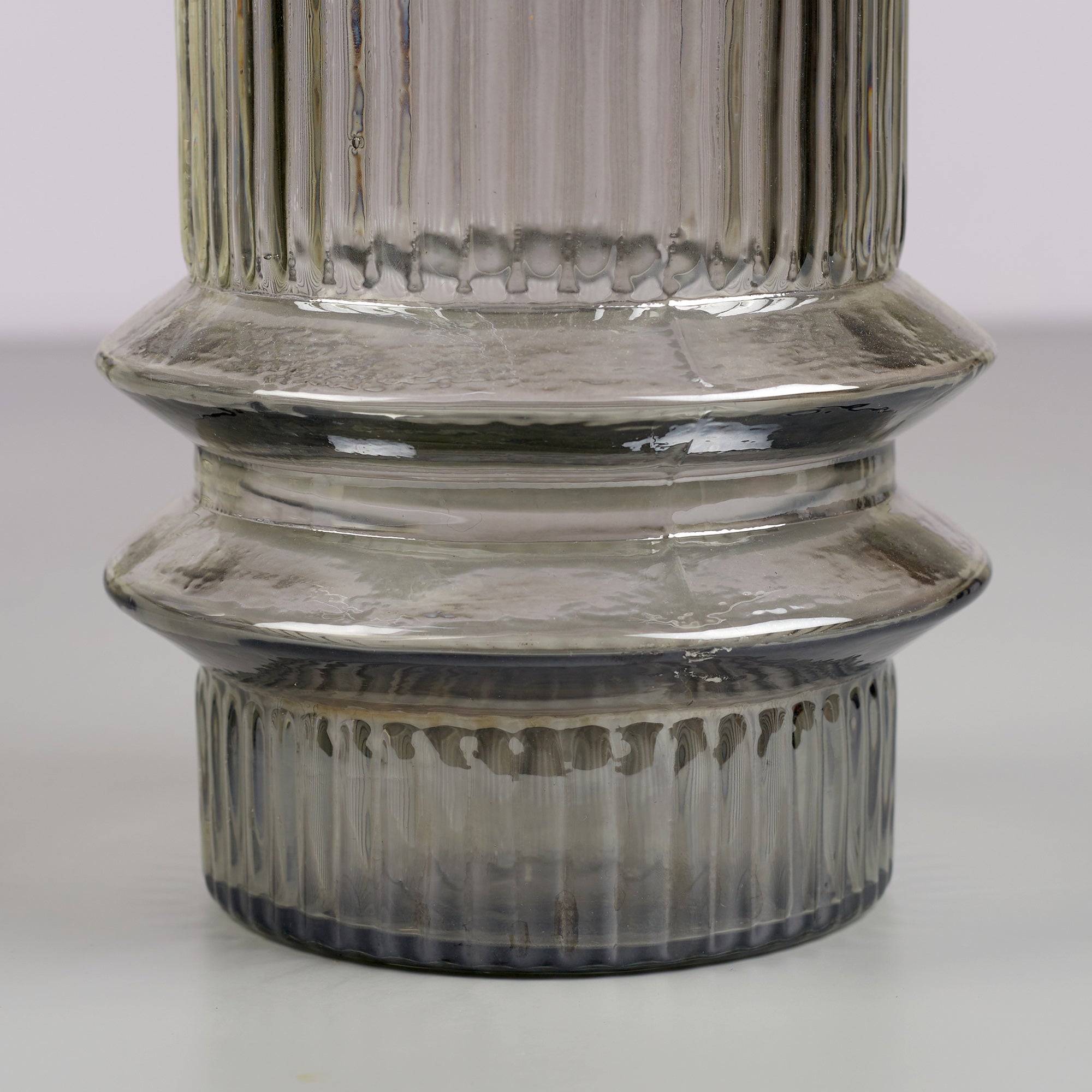 Phiona Glass Fluted Handcrafted Vase Large 31 Cm in Black Colour
