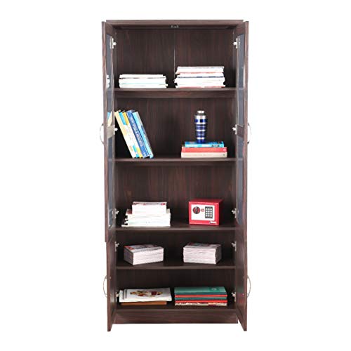 Camilla Engineered Wood Book Shelf with Door in Walnut Colour