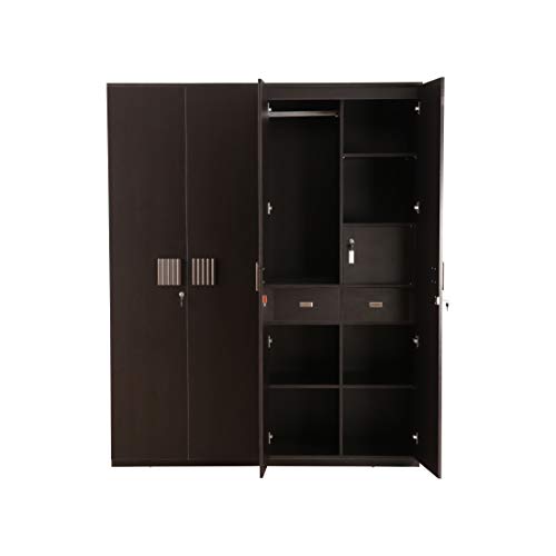 Tiago Engineered Wood Four Door Wardrobe in Wenge Colour