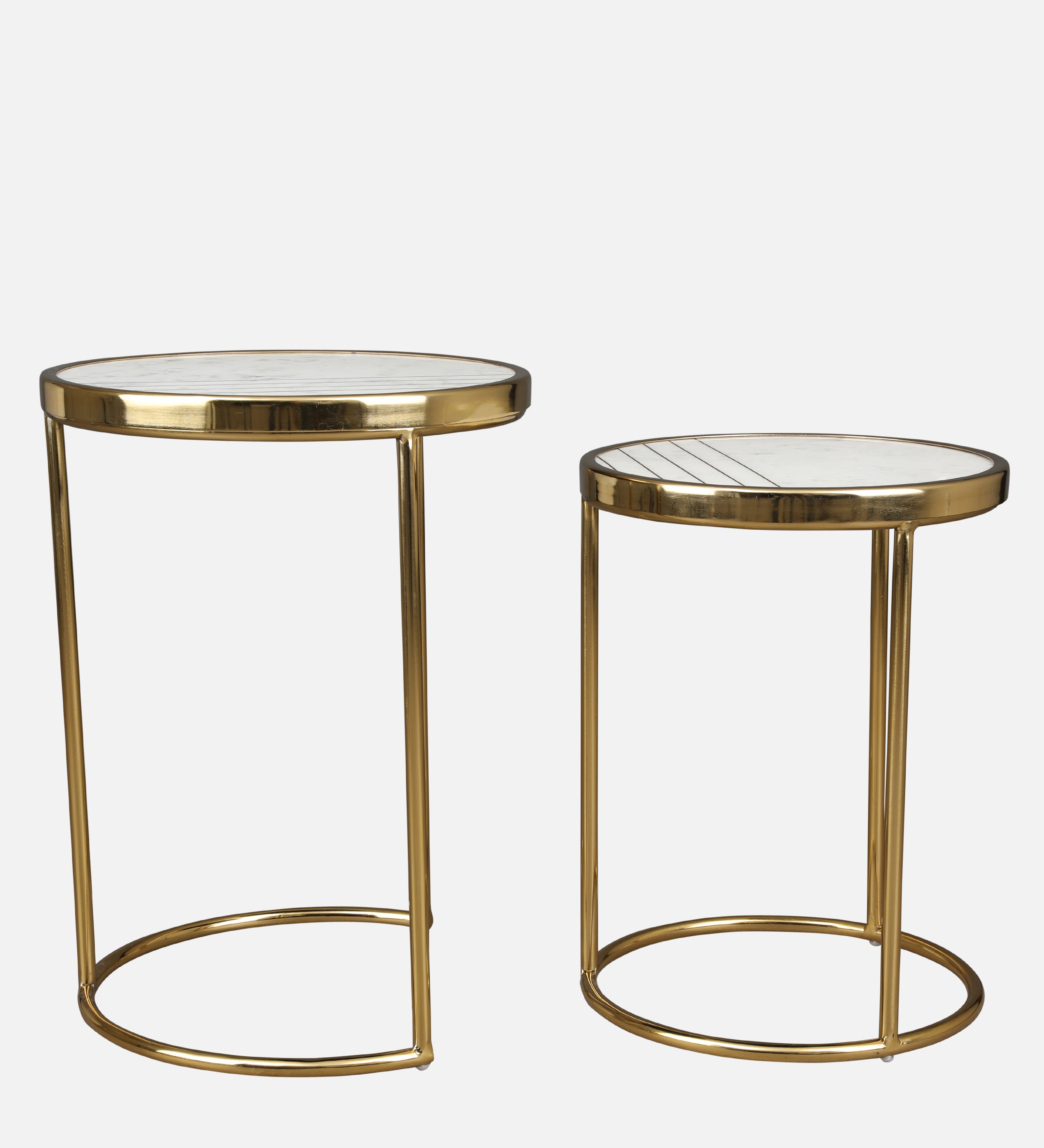 Netanya Metal Table in Gold & White Colour