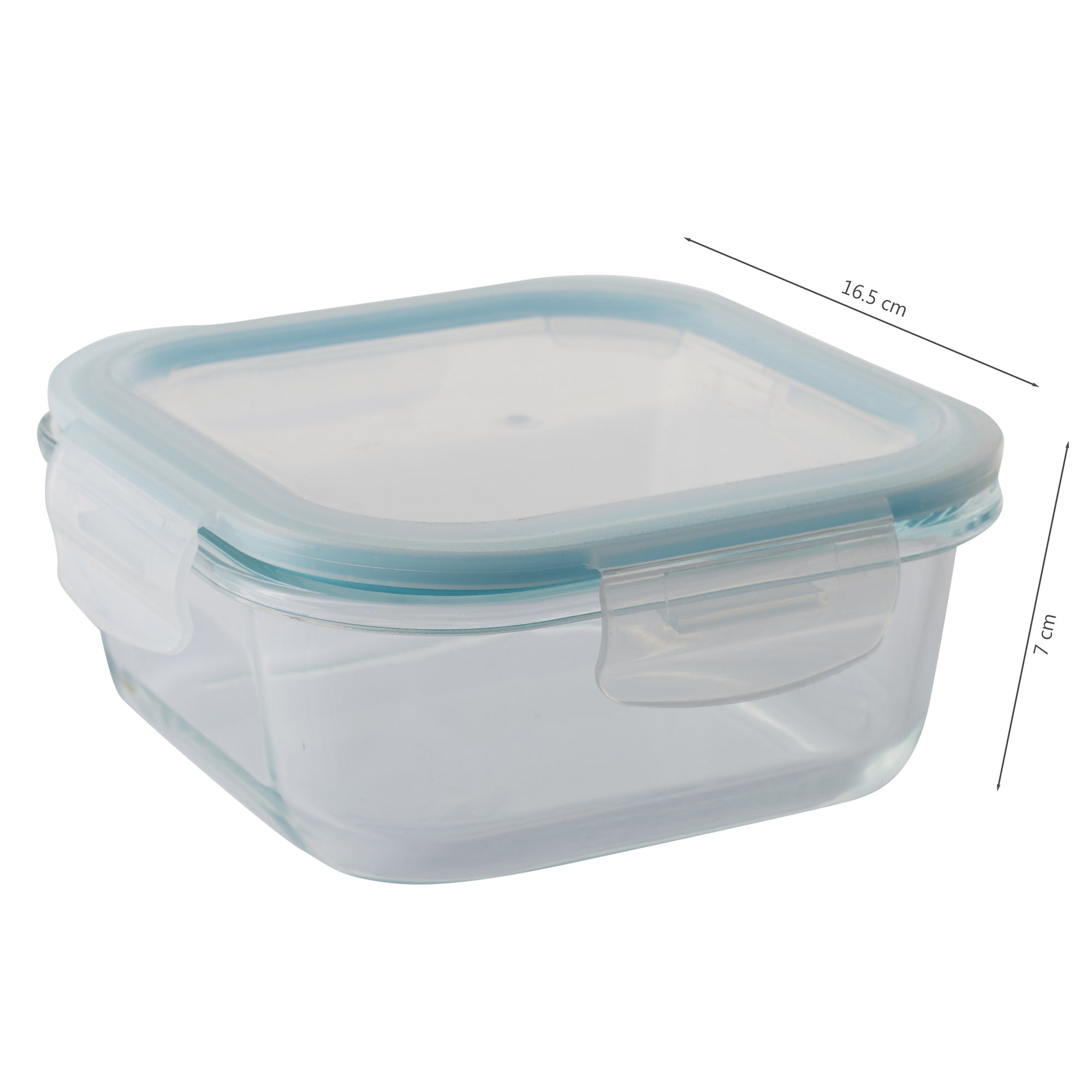 Robust Glass Square Container with PP Lid 800ML in Transparent Colour